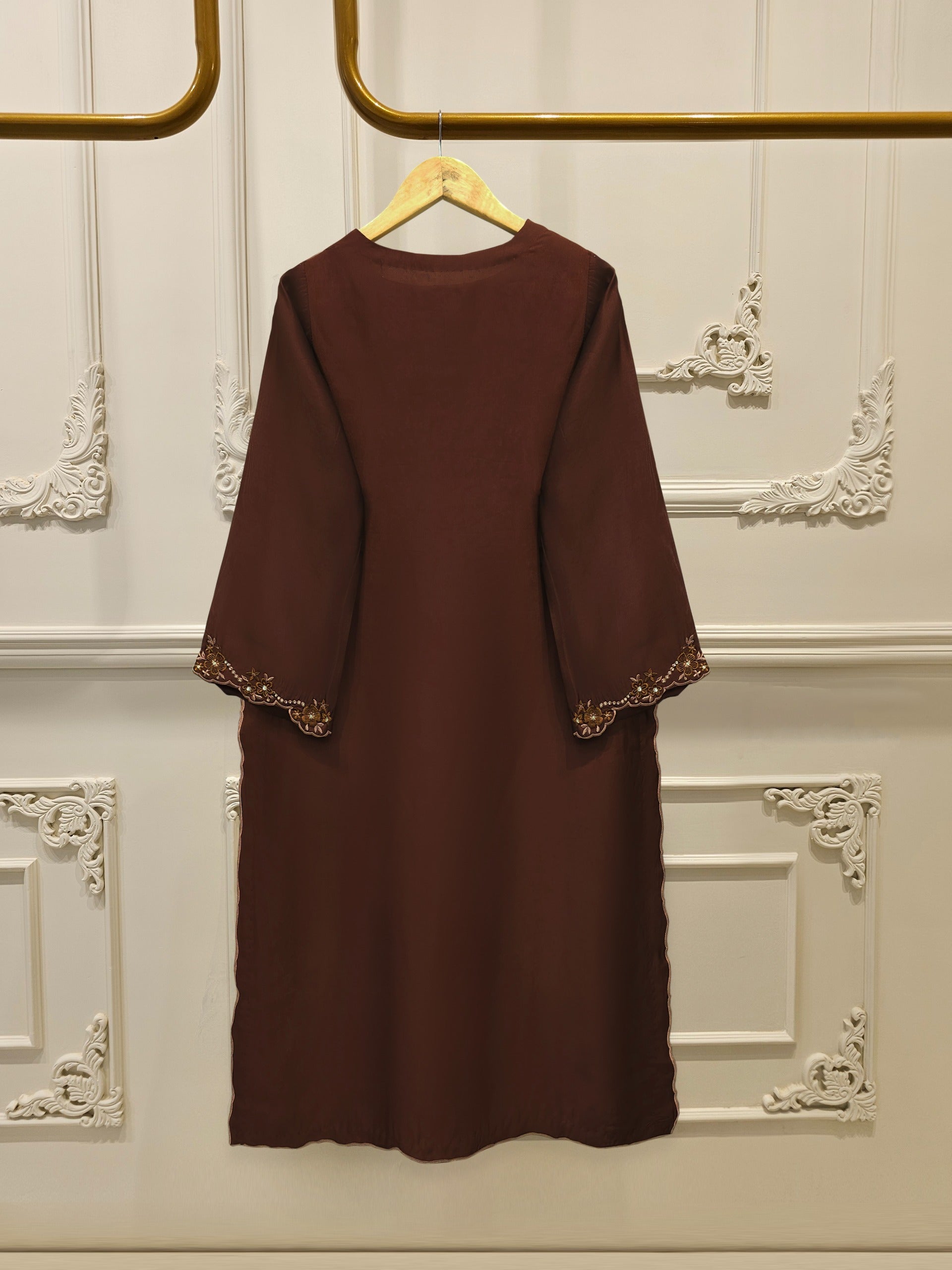 3 Piece-  Pure Embroidered Sheesha Silk Suit S112969 - Image 5