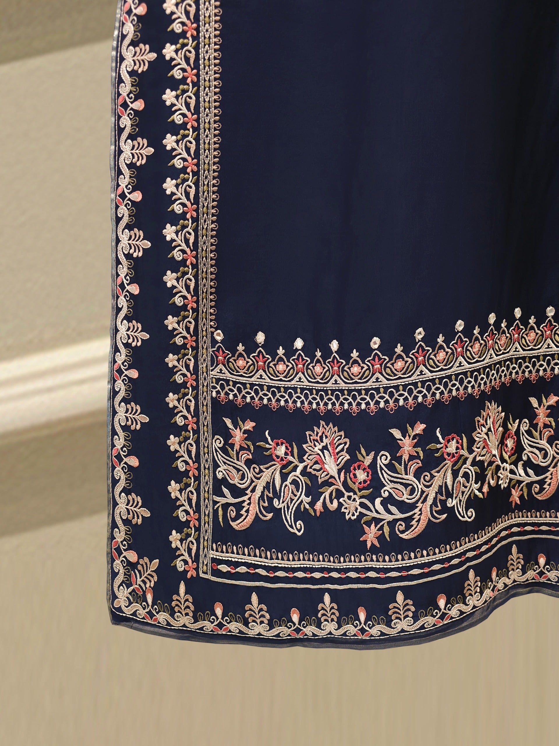 3 Piece-  Pure Embroidered Sheesha Silk Suit S113015 - Image 6