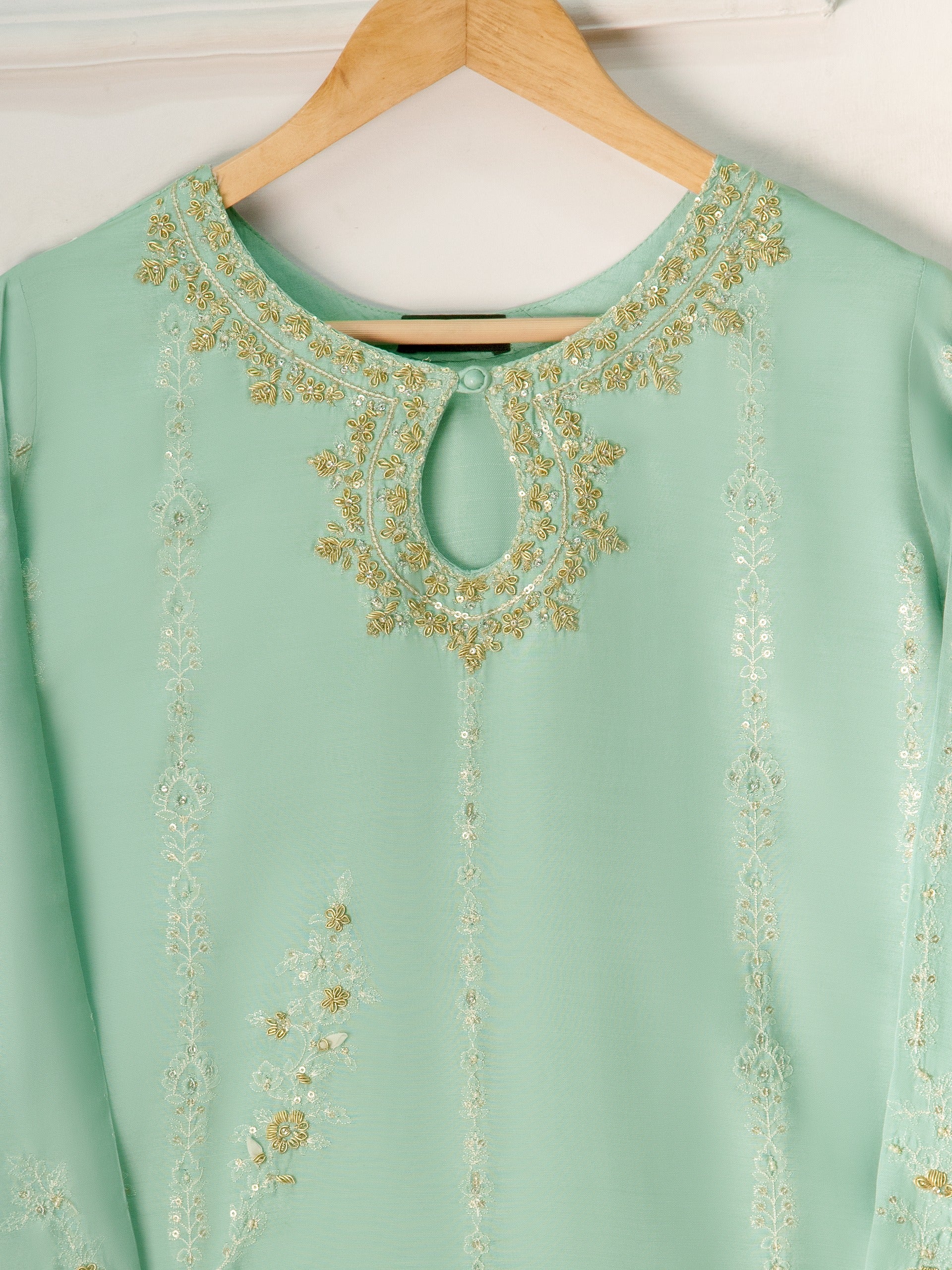 3 Piece- Pure Khaddi Silk Embroidered Suit S111239 - Image 3