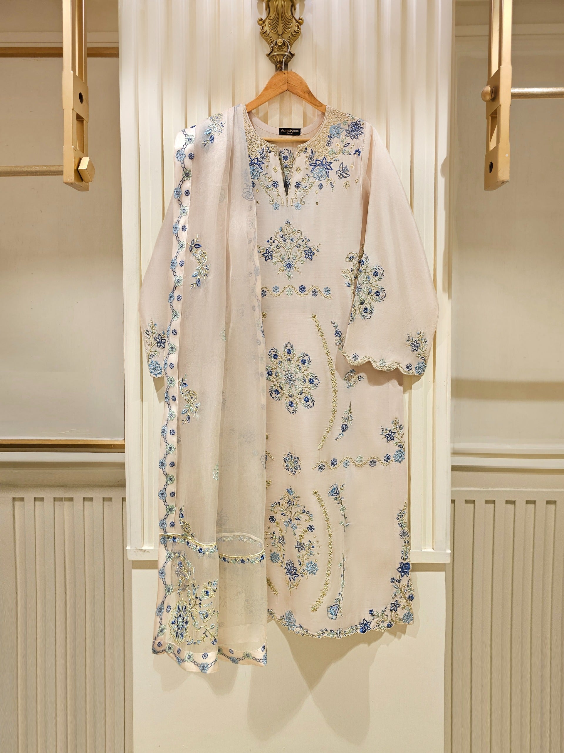 3 Piece- Pure Khaddi Silk Embroidered Suit S111475