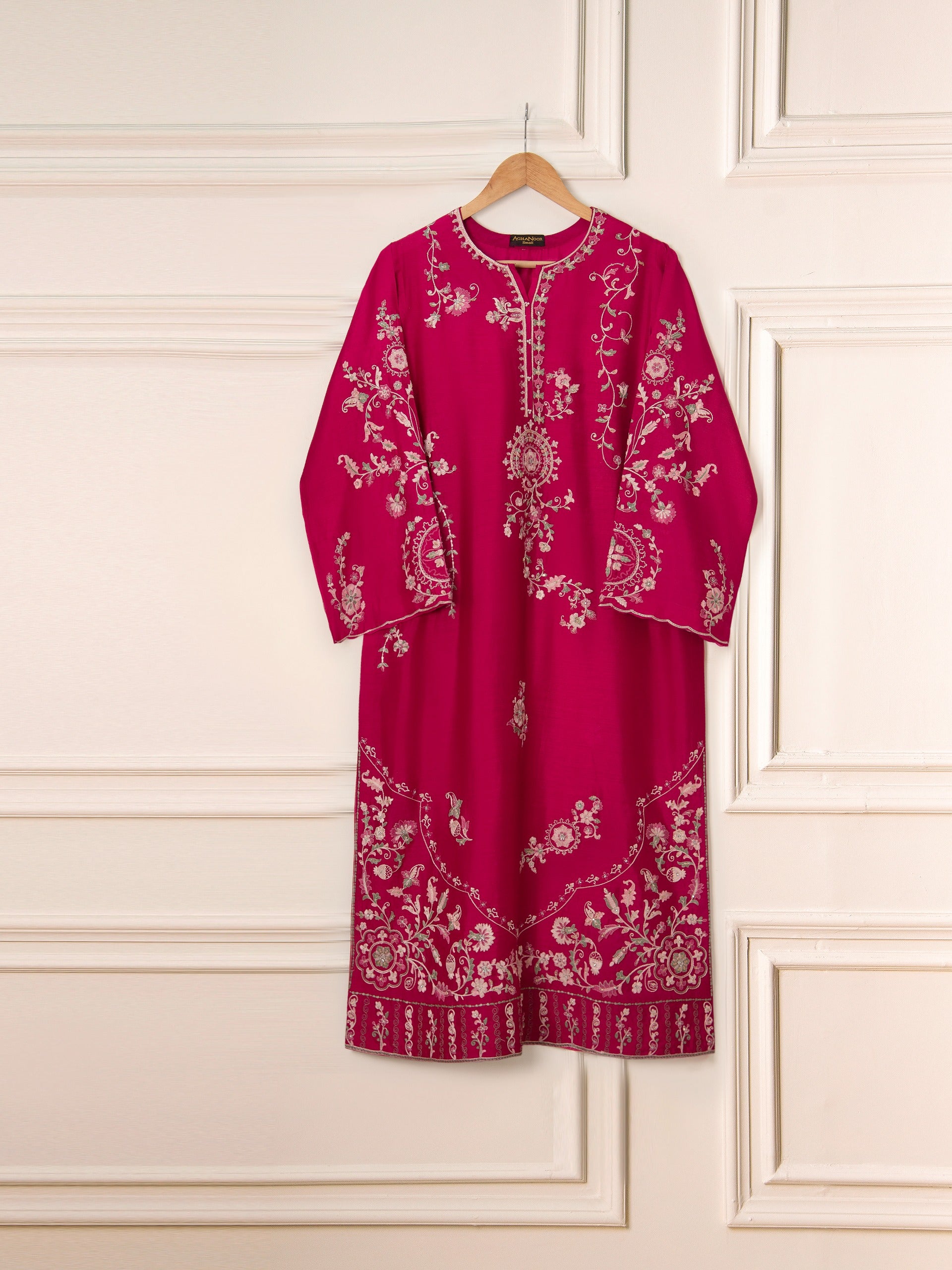 3 Piece- Pure Khaddi Silk Embroidered Suit S111559 - Image 2