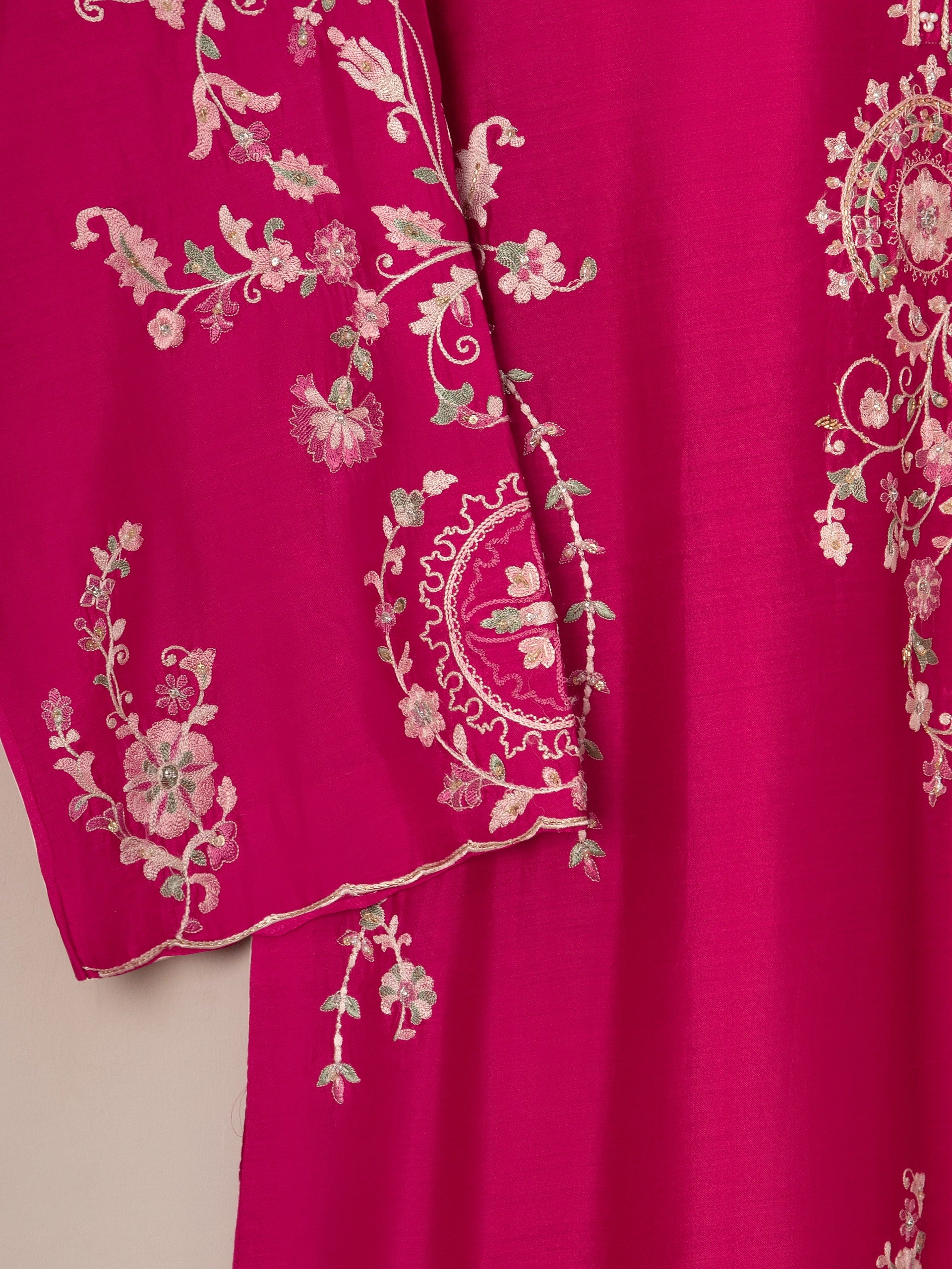 3 Piece- Pure Khaddi Silk Embroidered Suit S111559 - Image 5