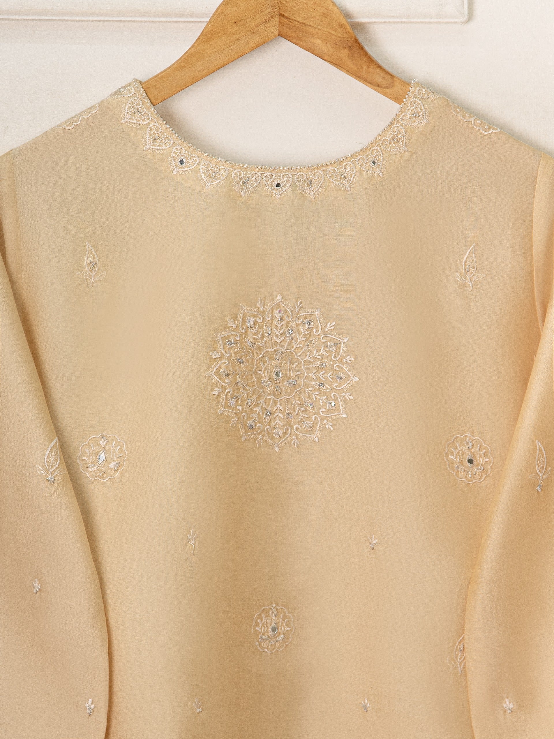 3 Piece- Pure Khaddi Silk Embroidered Suit S111586 - Image 6