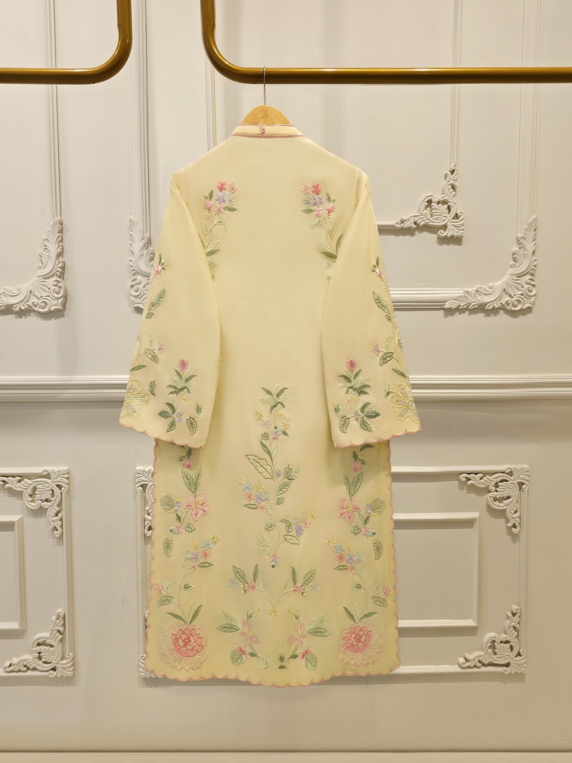 3 Piece- Pure Khaddi Silk Embroidered Suit S112240 - Image 5