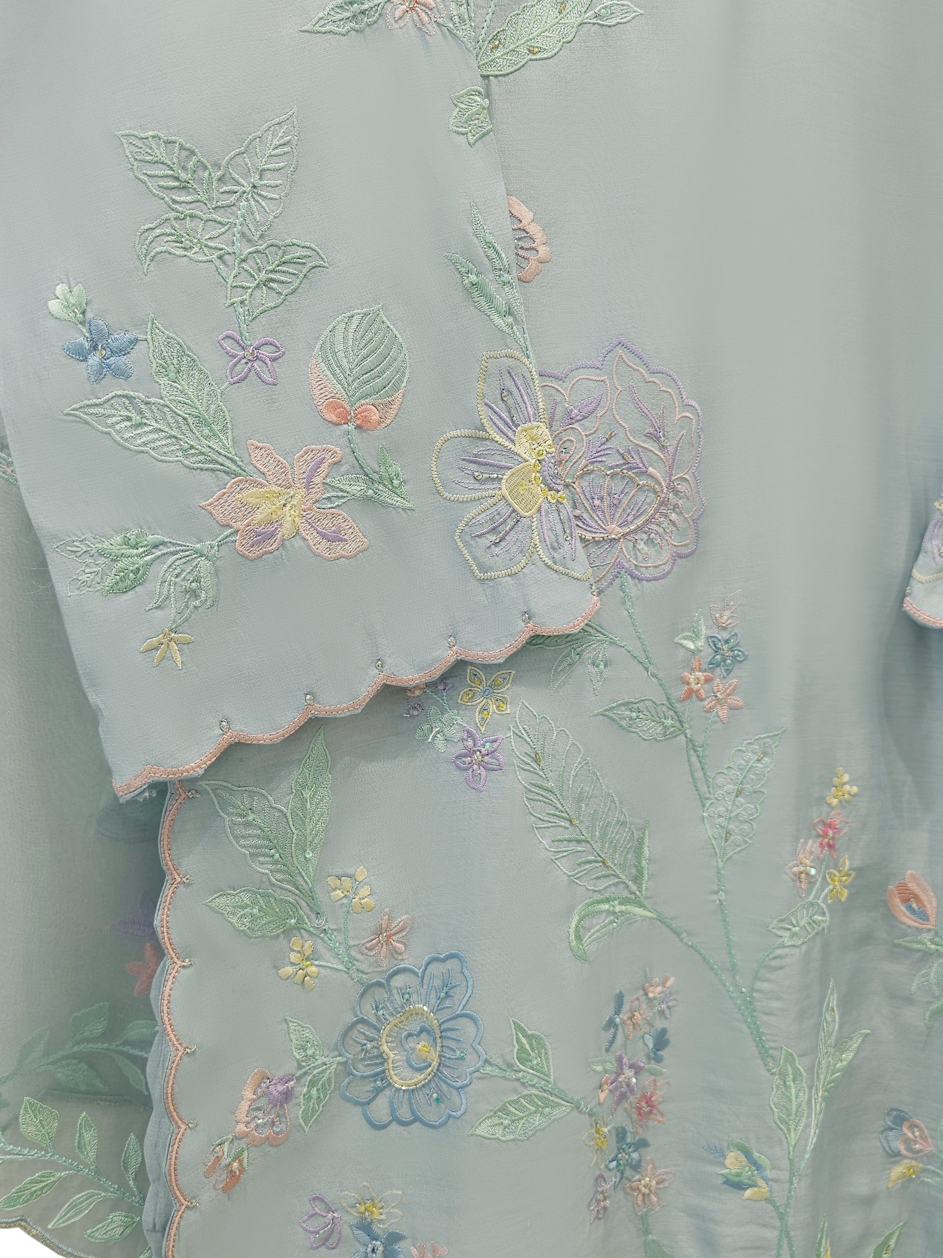 3 Piece- Pure Khaddi Silk Embroidered Suit S112373 - Image 3