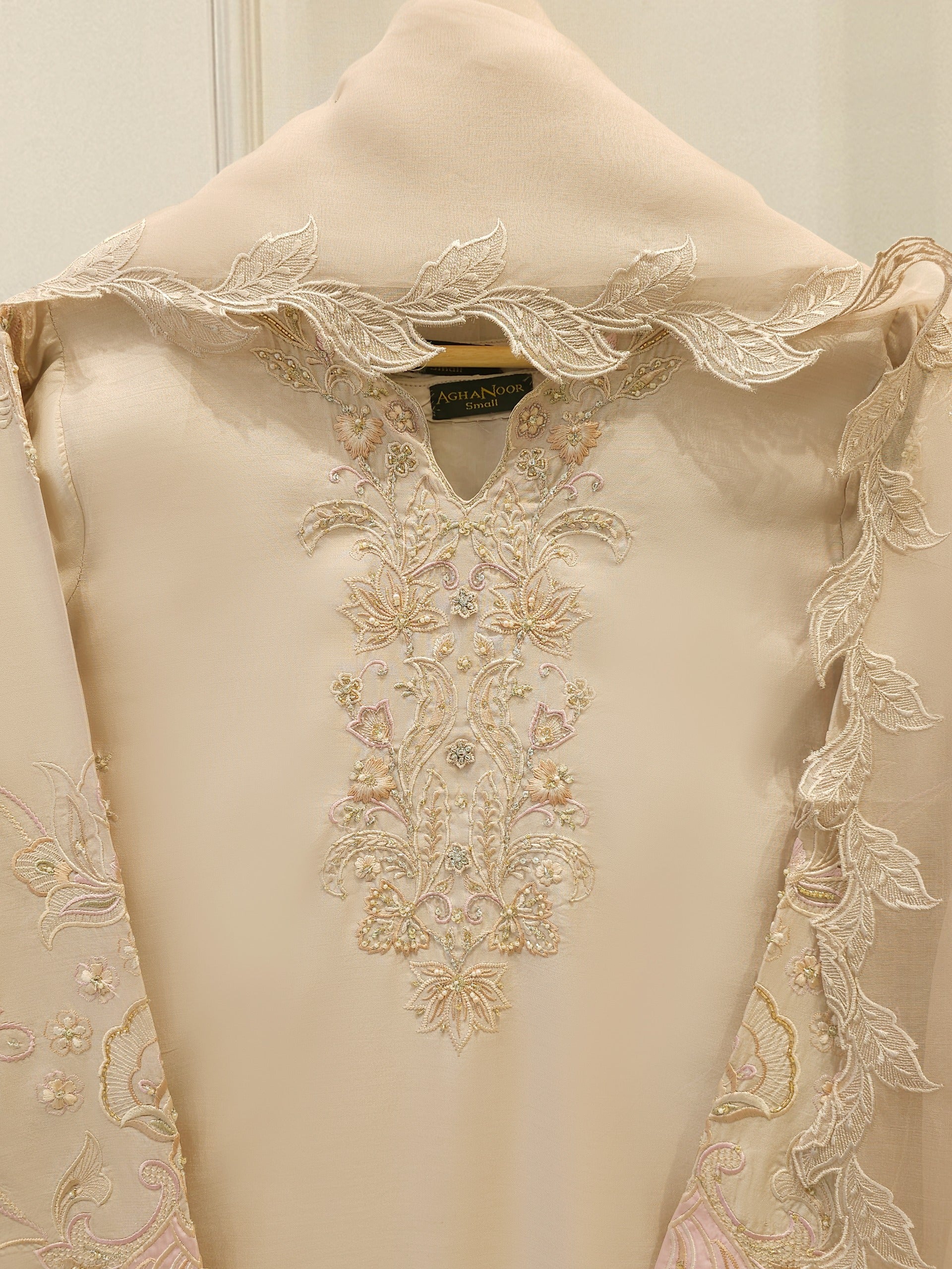 3 Piece- Pure Khaddi Silk Embroidered Suit S112385 - Image 2