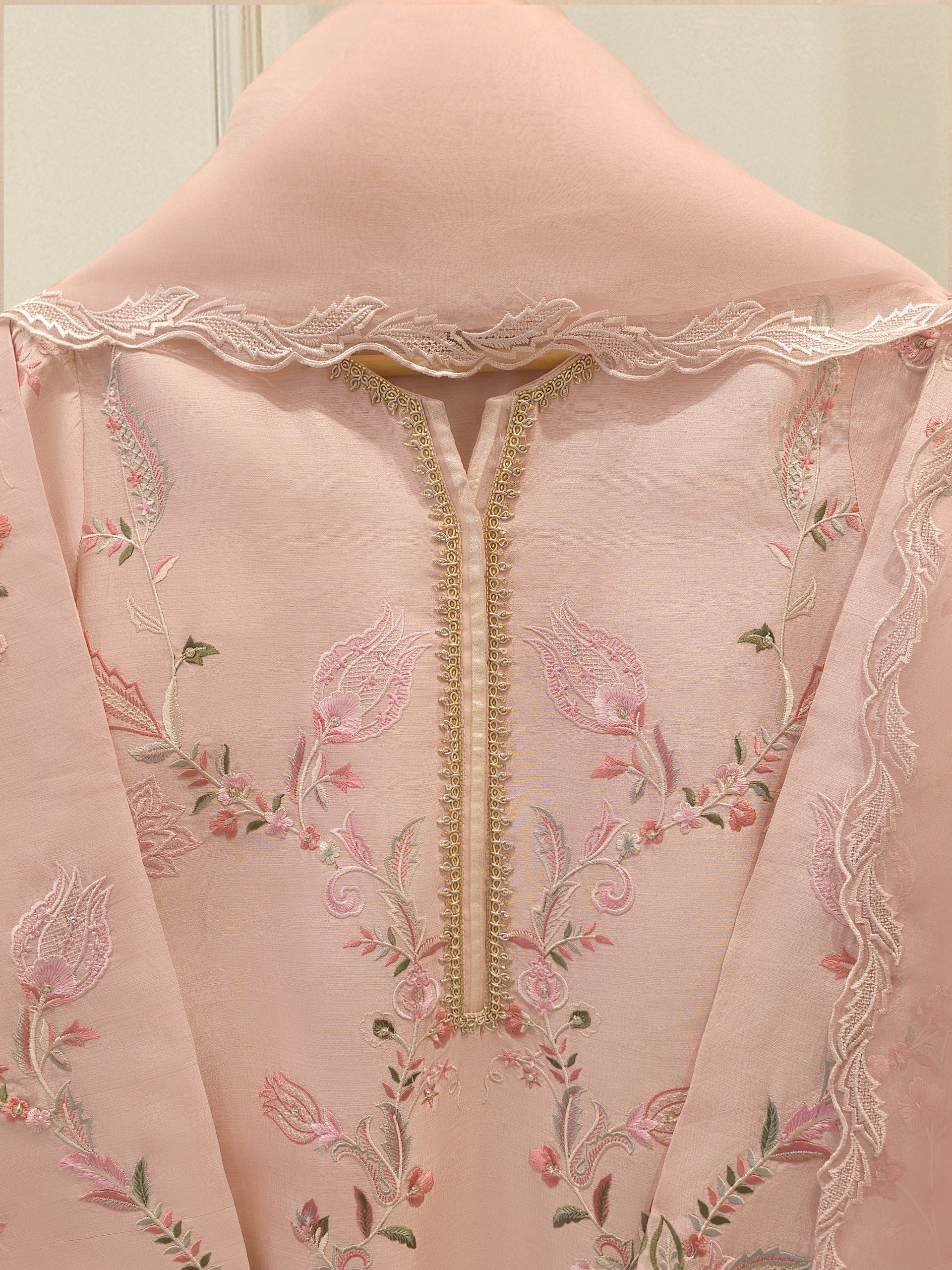 3 Piece- Pure Khaddi Silk Embroidered Suit S112678 - Image 2
