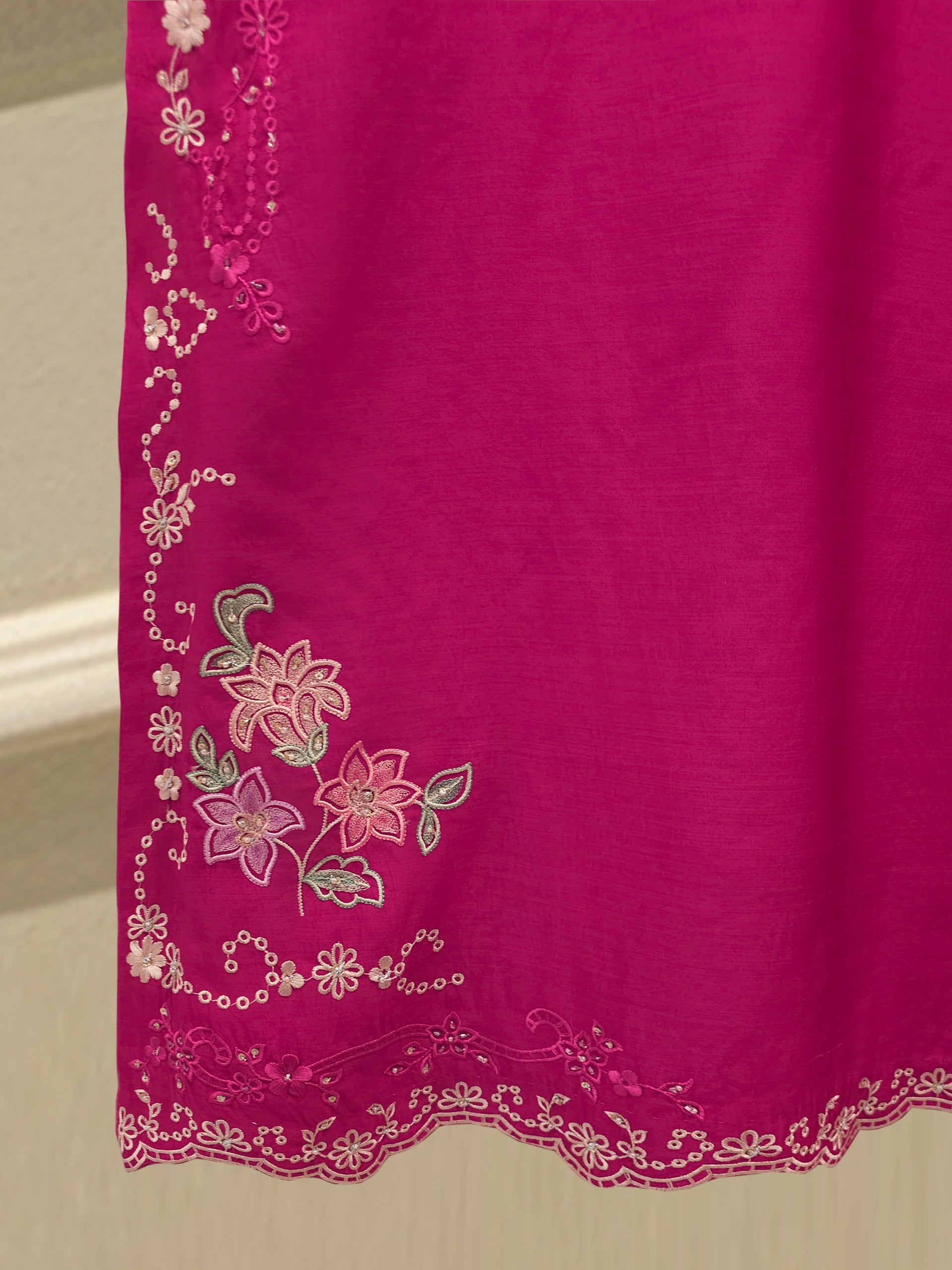 3 Piece- Pure Khaddi Silk Embroidered Suit S112770 - Image 6