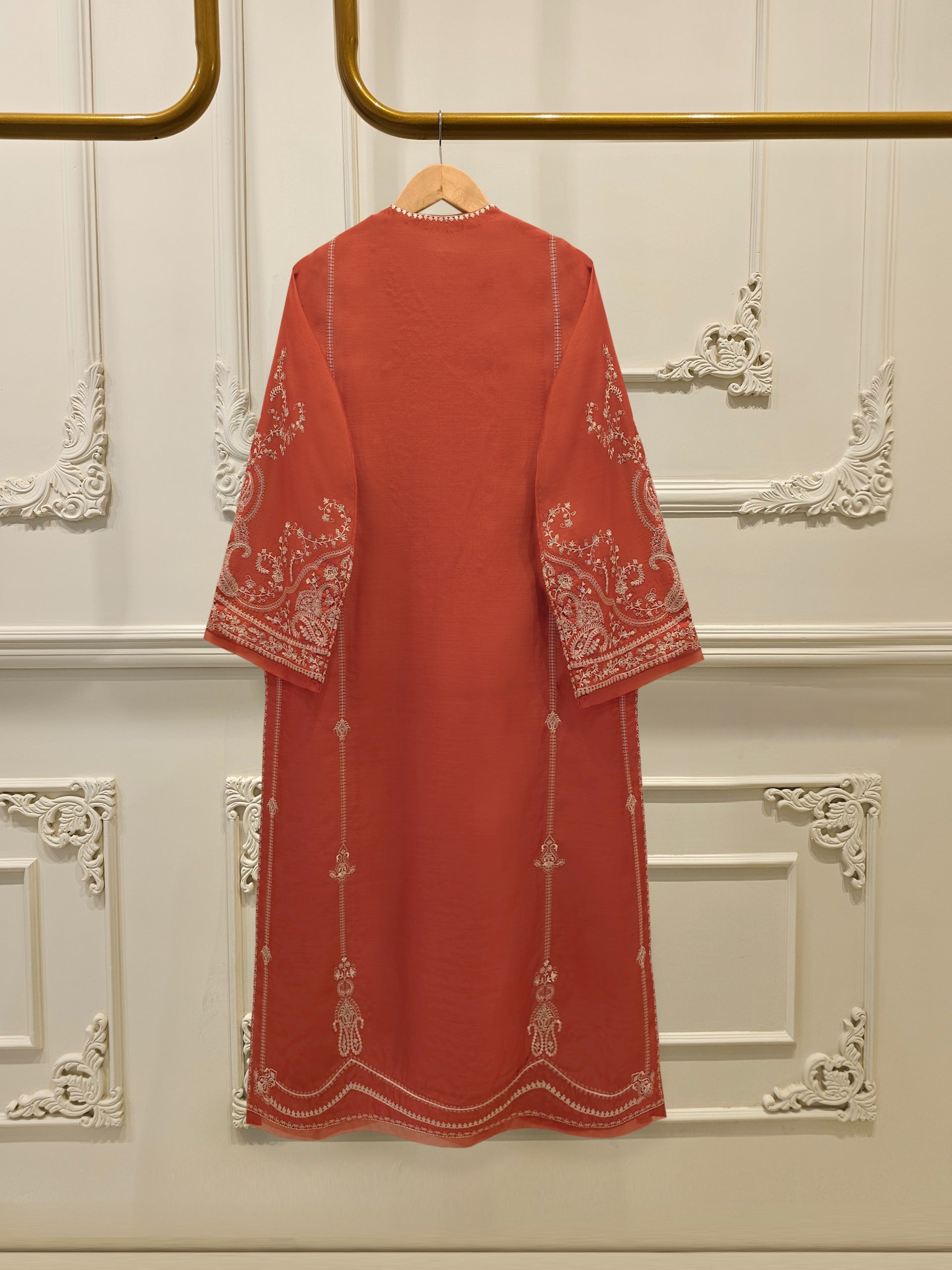 3 Piece- Pure Khaddi Silk Embroidered Suit S112816 - Image 5