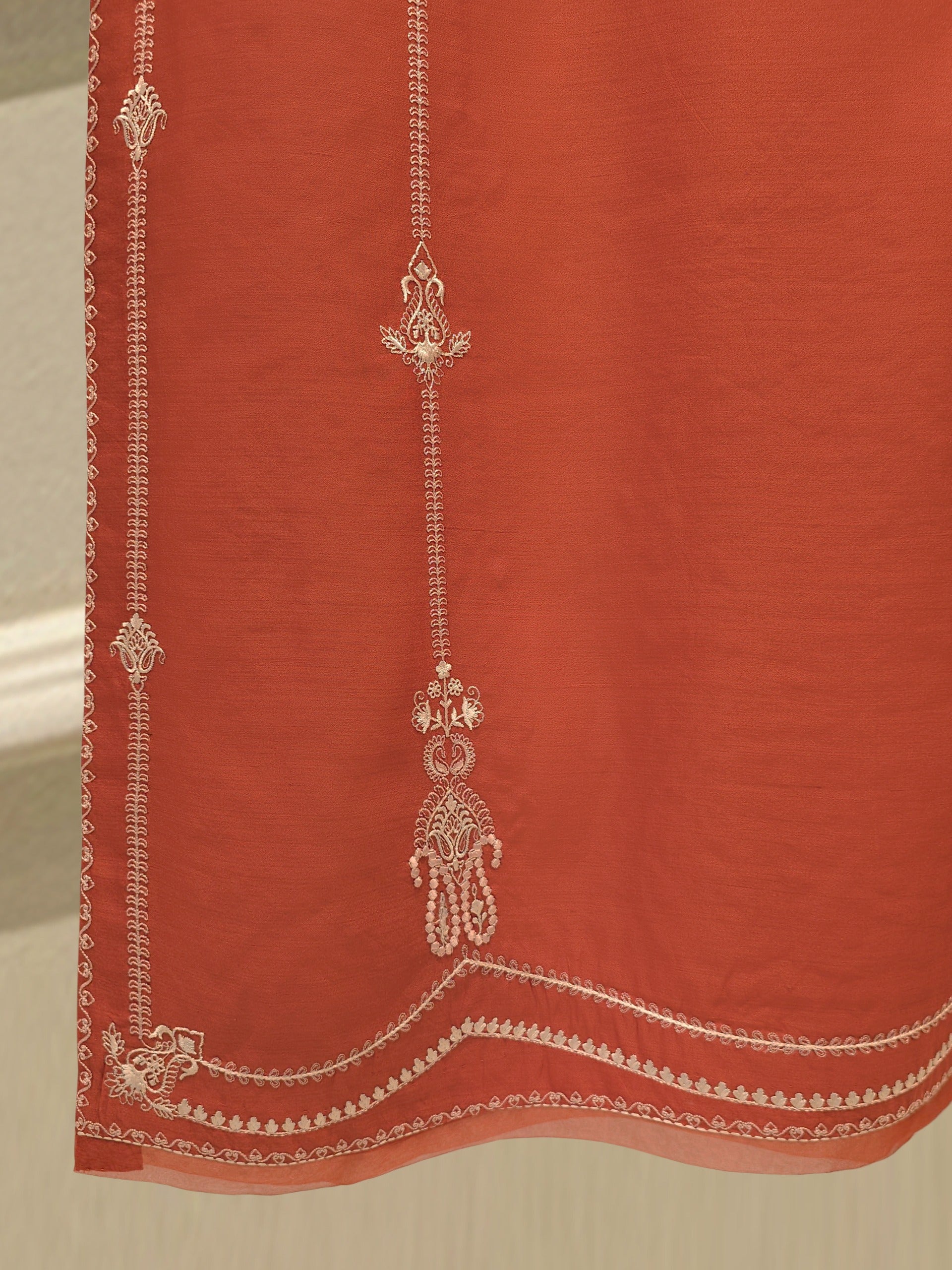 3 Piece- Pure Khaddi Silk Embroidered Suit S112816 - Image 6