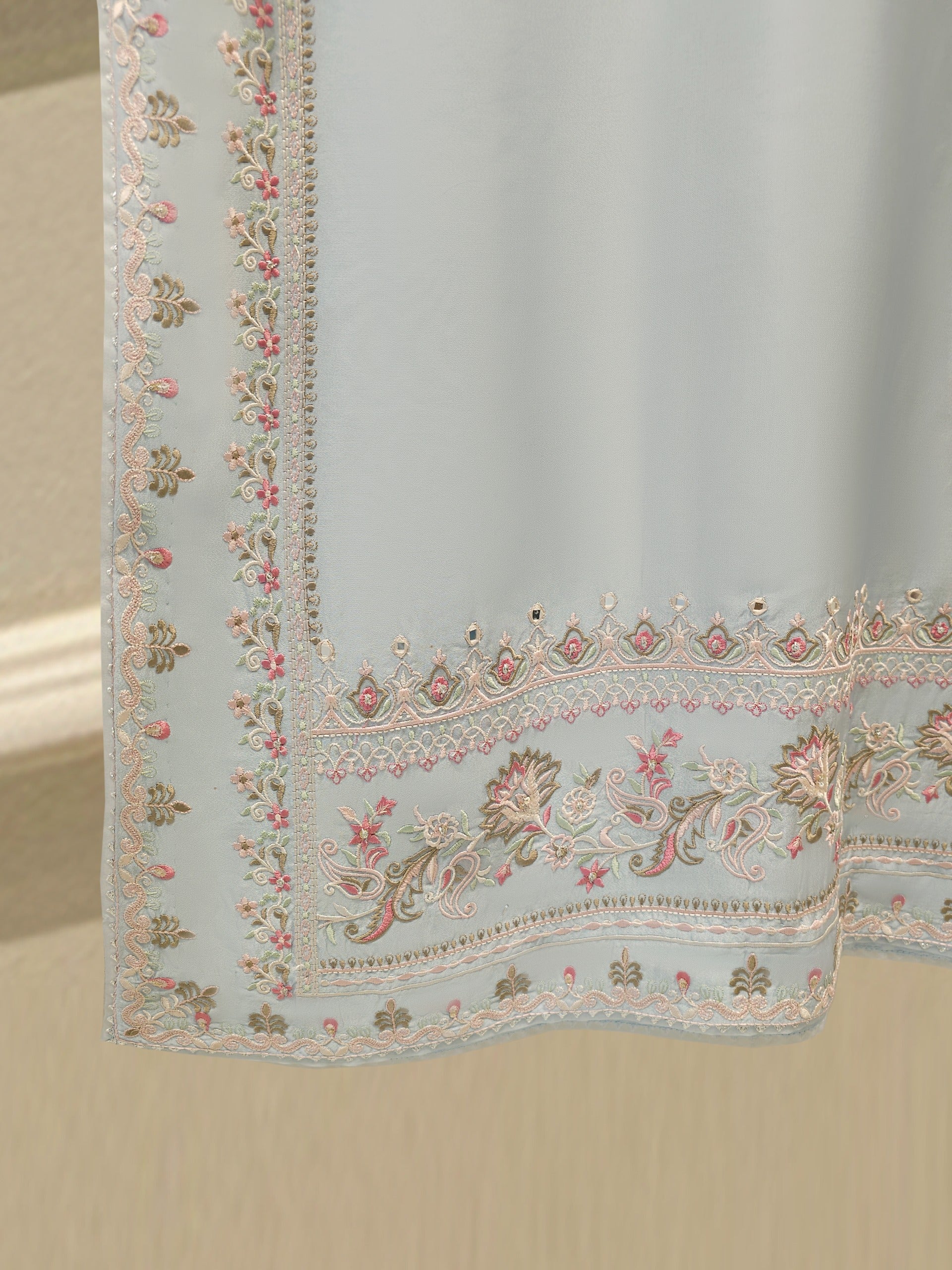 3 Piece - Pure Khaddi Silk Embroidered Suit S113006 - Image 4