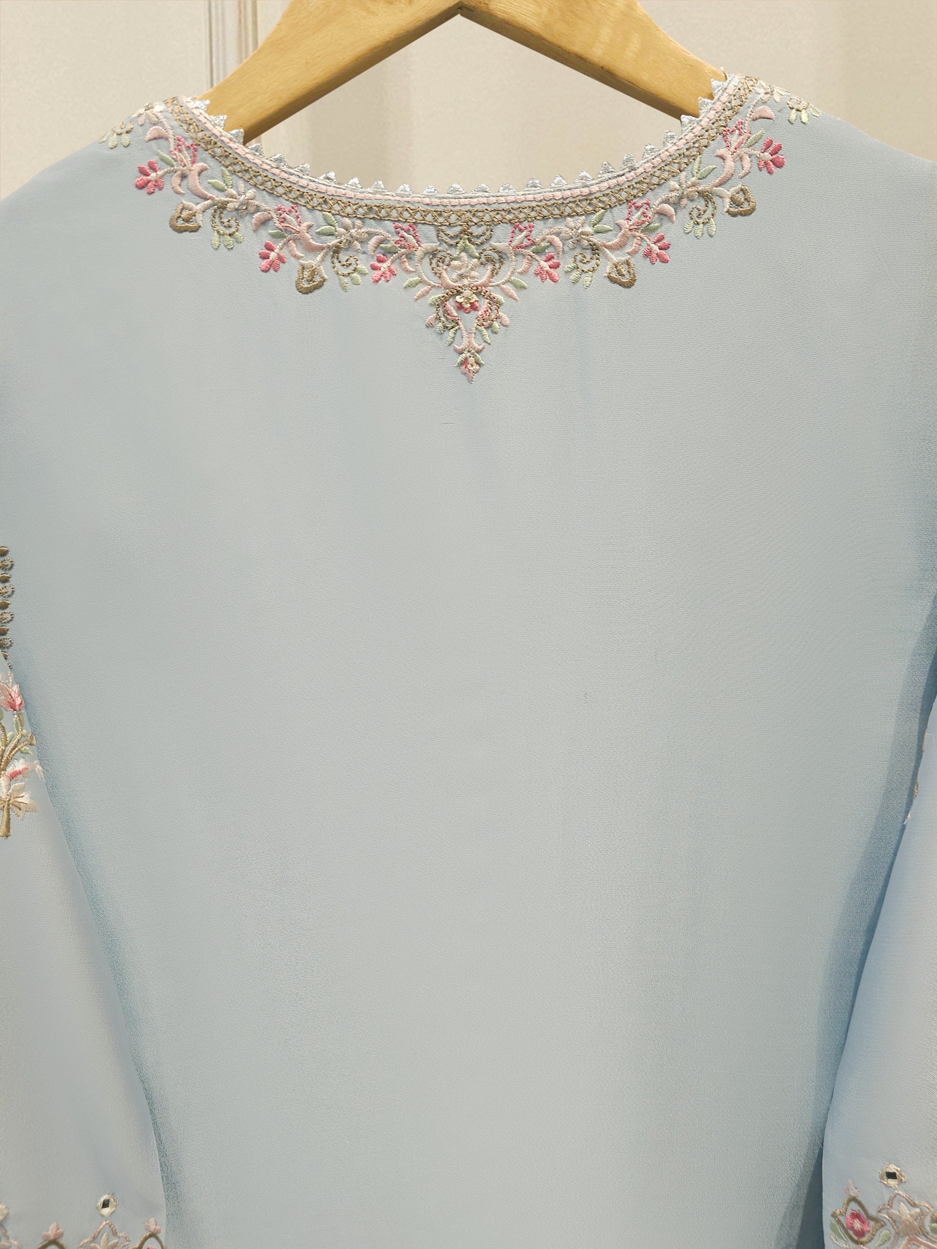 3 Piece - Pure Khaddi Silk Embroidered Suit S113006 - Image 5