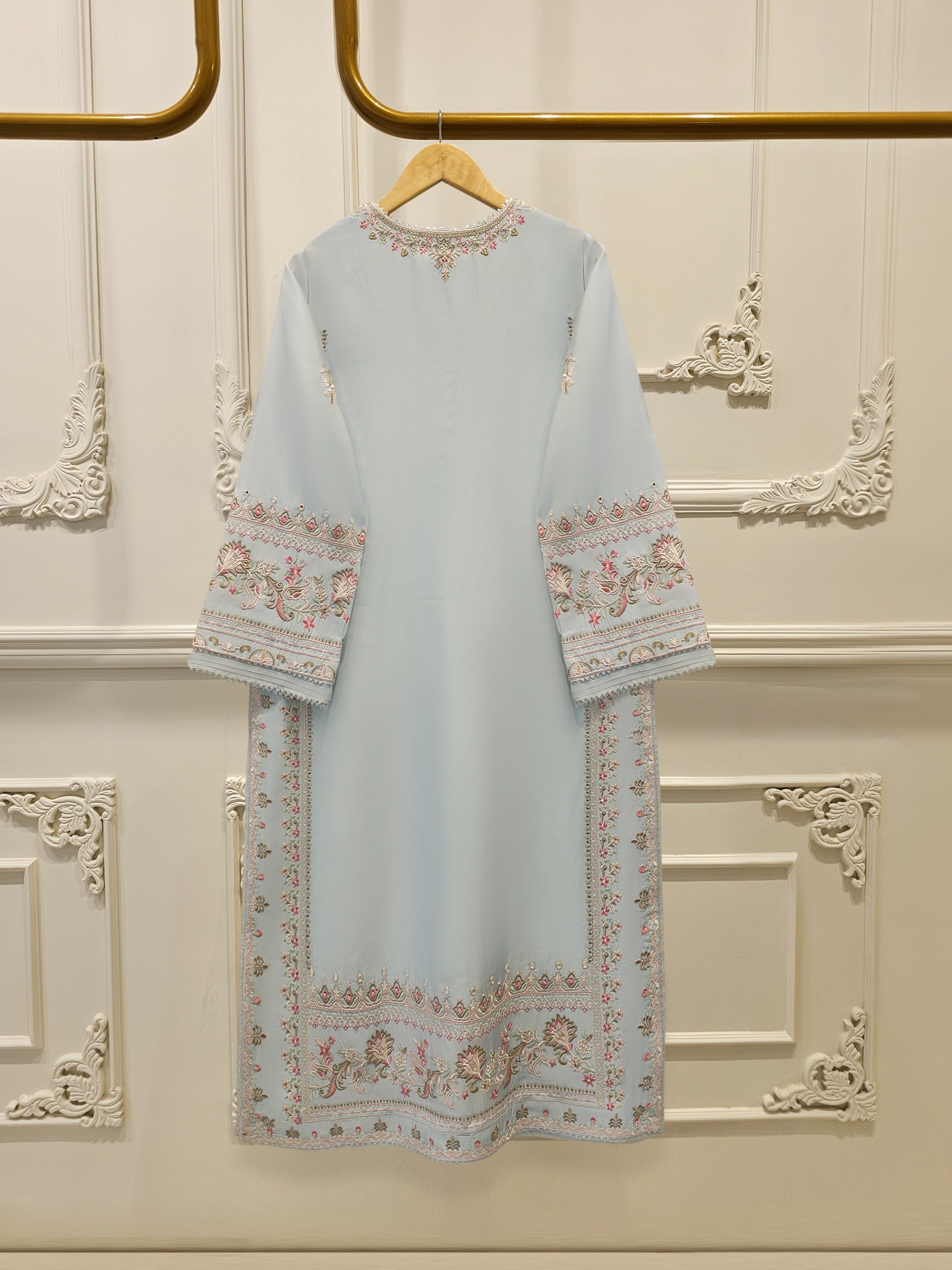 3 Piece - Pure Khaddi Silk Embroidered Suit S113006 - Image 6