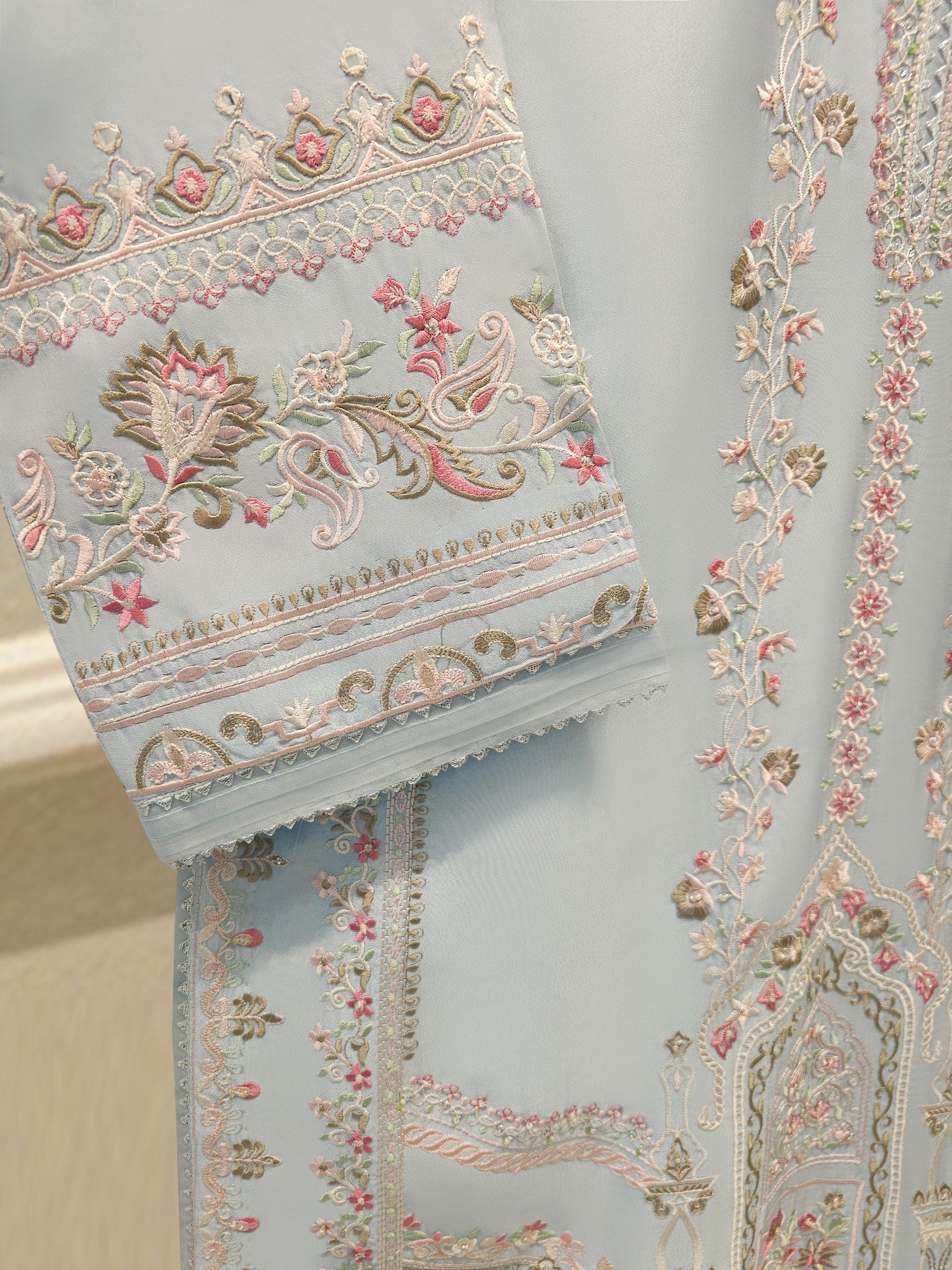 3 Piece - Pure Khaddi Silk Embroidered Suit S113006 - Image 8