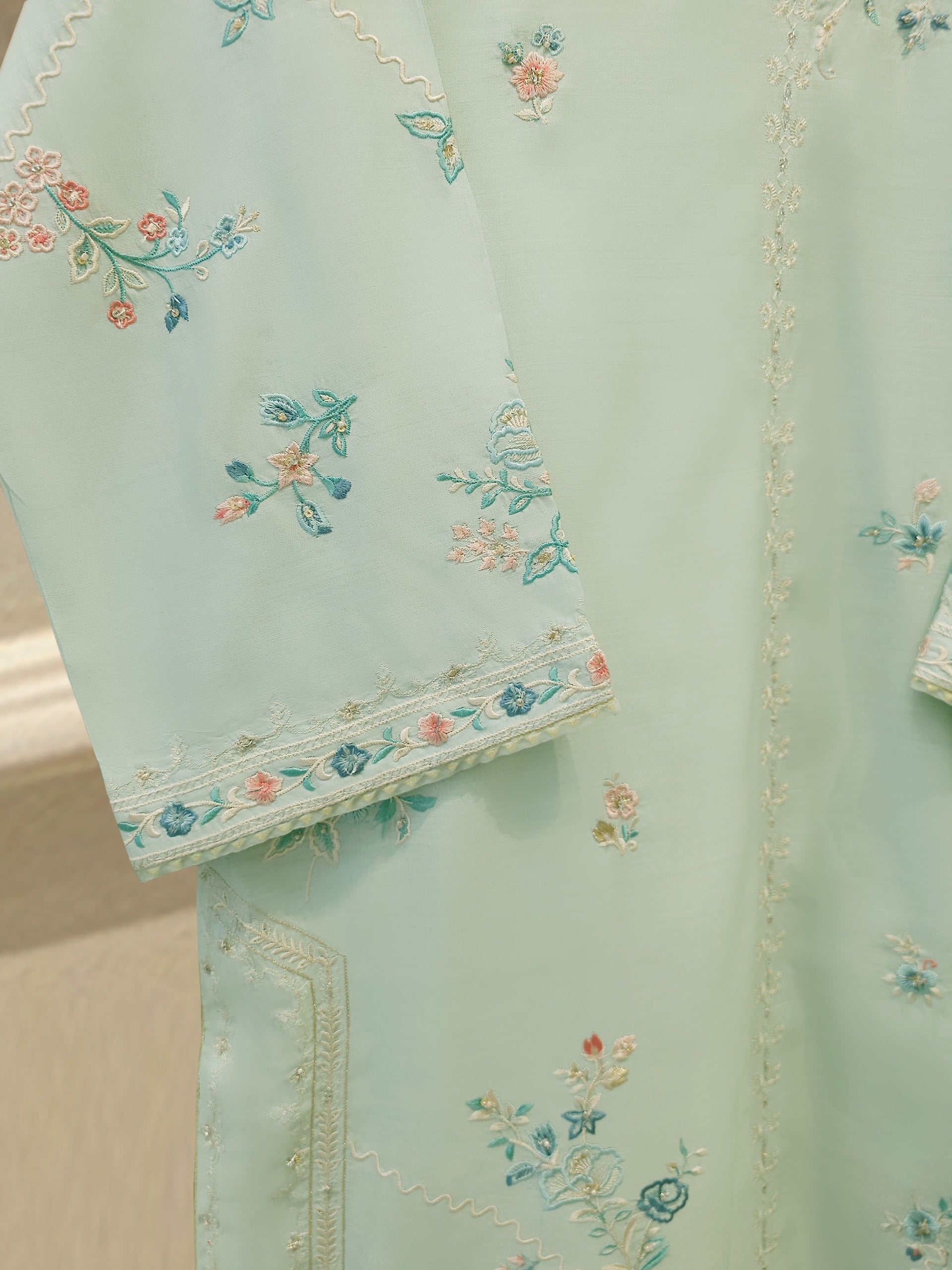 3 Piece - Pure Khaddi Silk Embroidered Suit S113043 - Image 3
