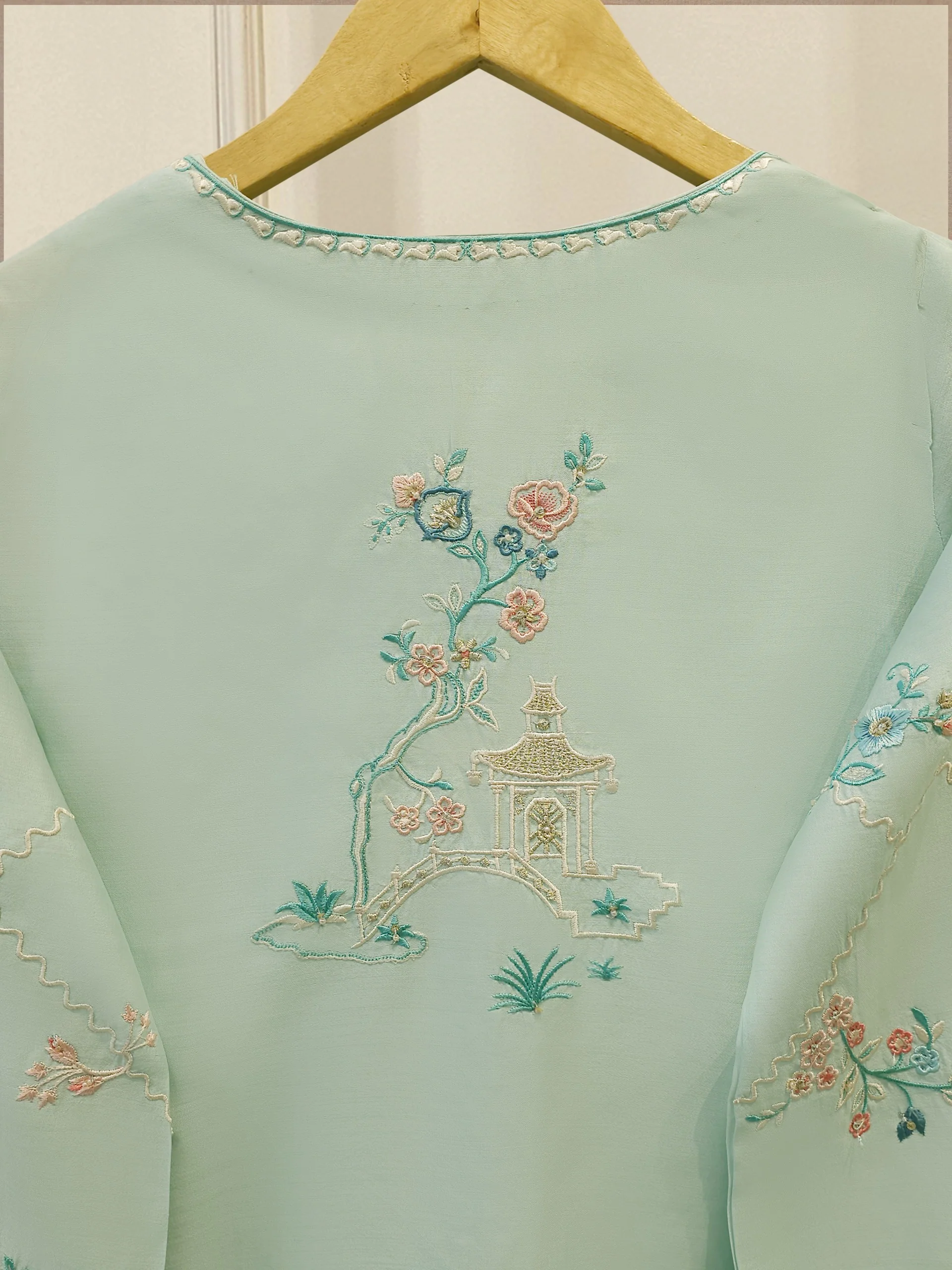 3 Piece - Pure Khaddi Silk Embroidered Suit S113043 - Image 6