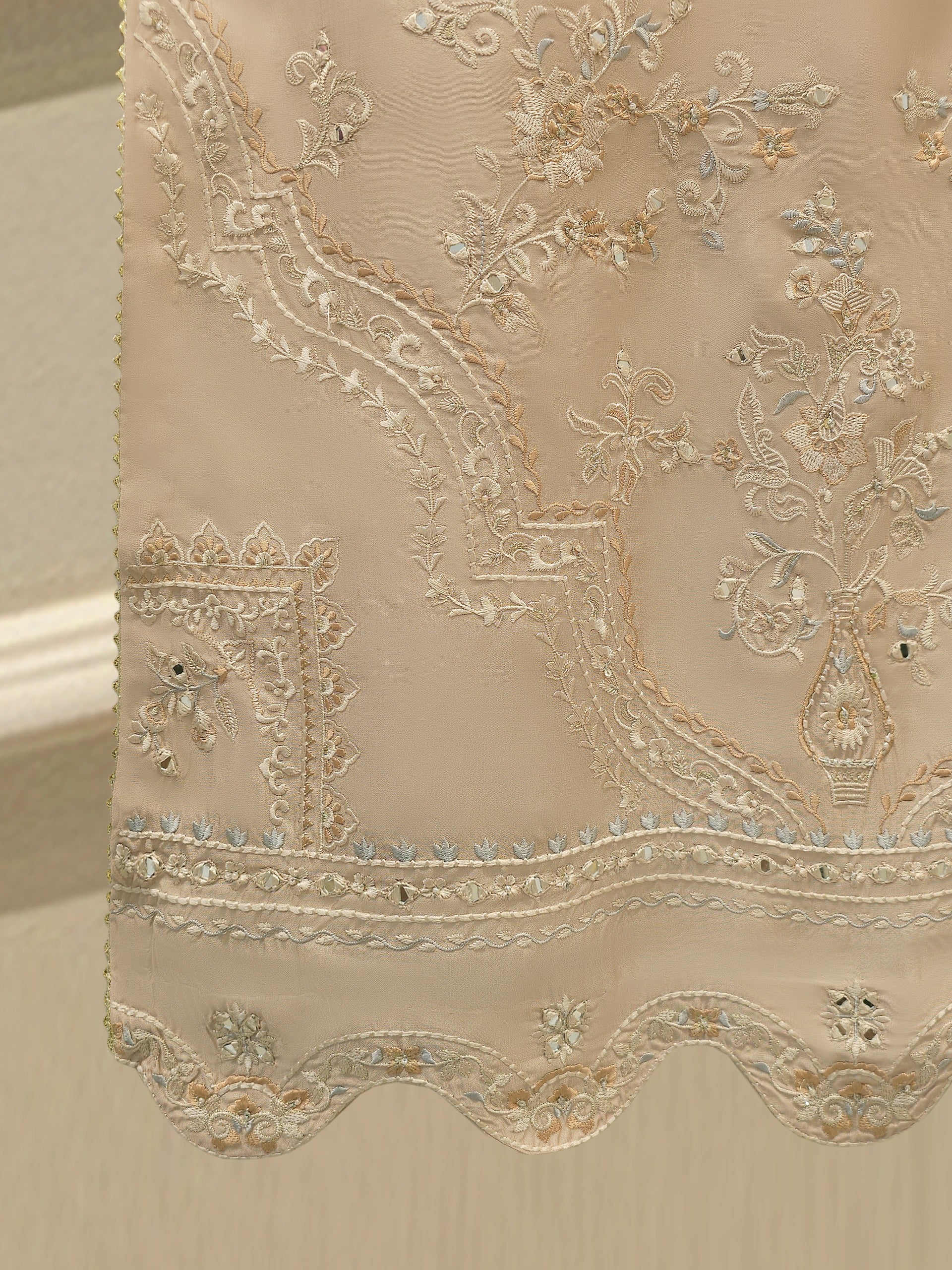 3 Piece - Pure Khaddi Silk Embroidered Suit S113082 - Image 3