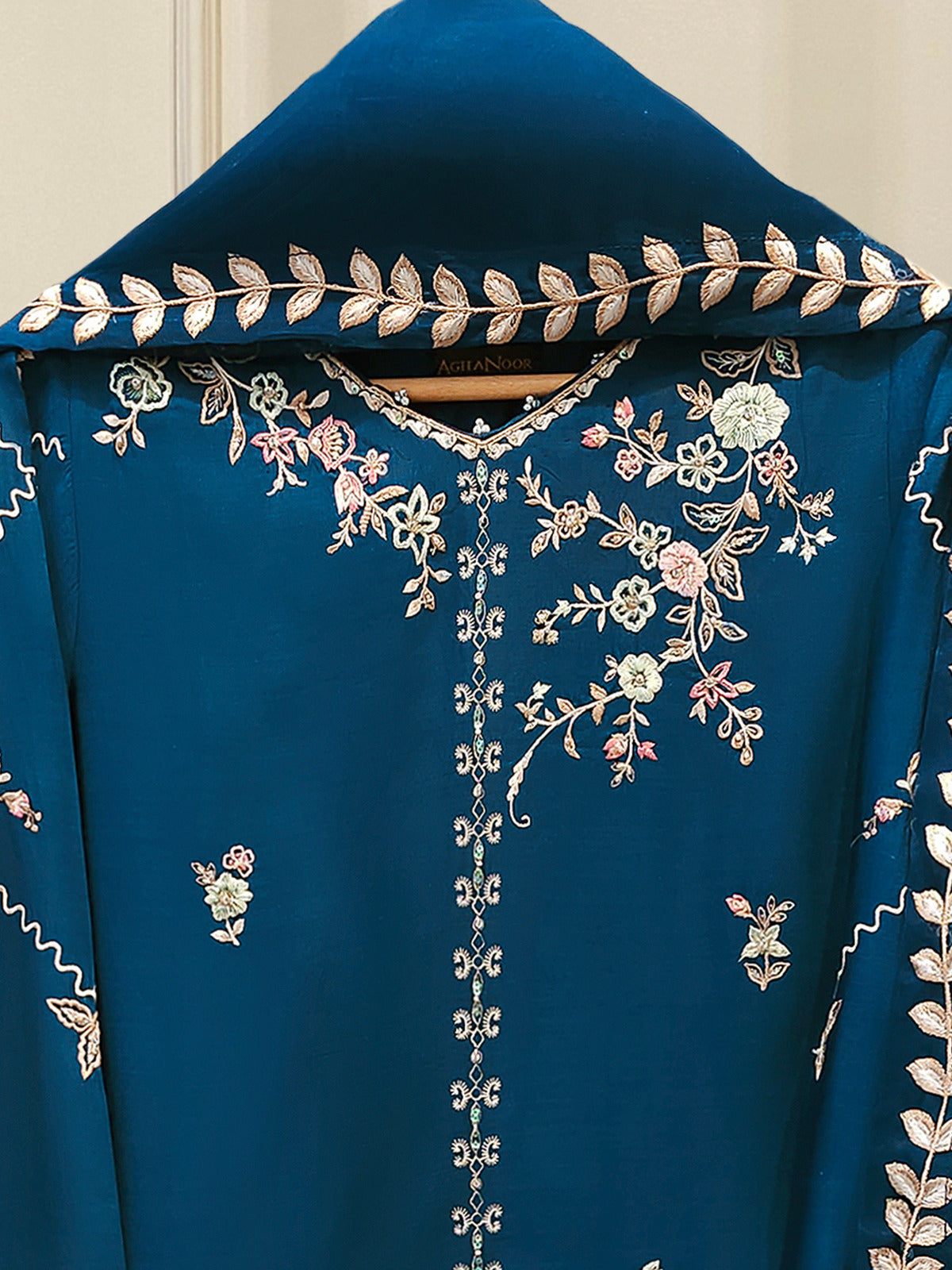 3 Piece - Pure Khaddi Silk Embroidered Suit S113242 - Image 2