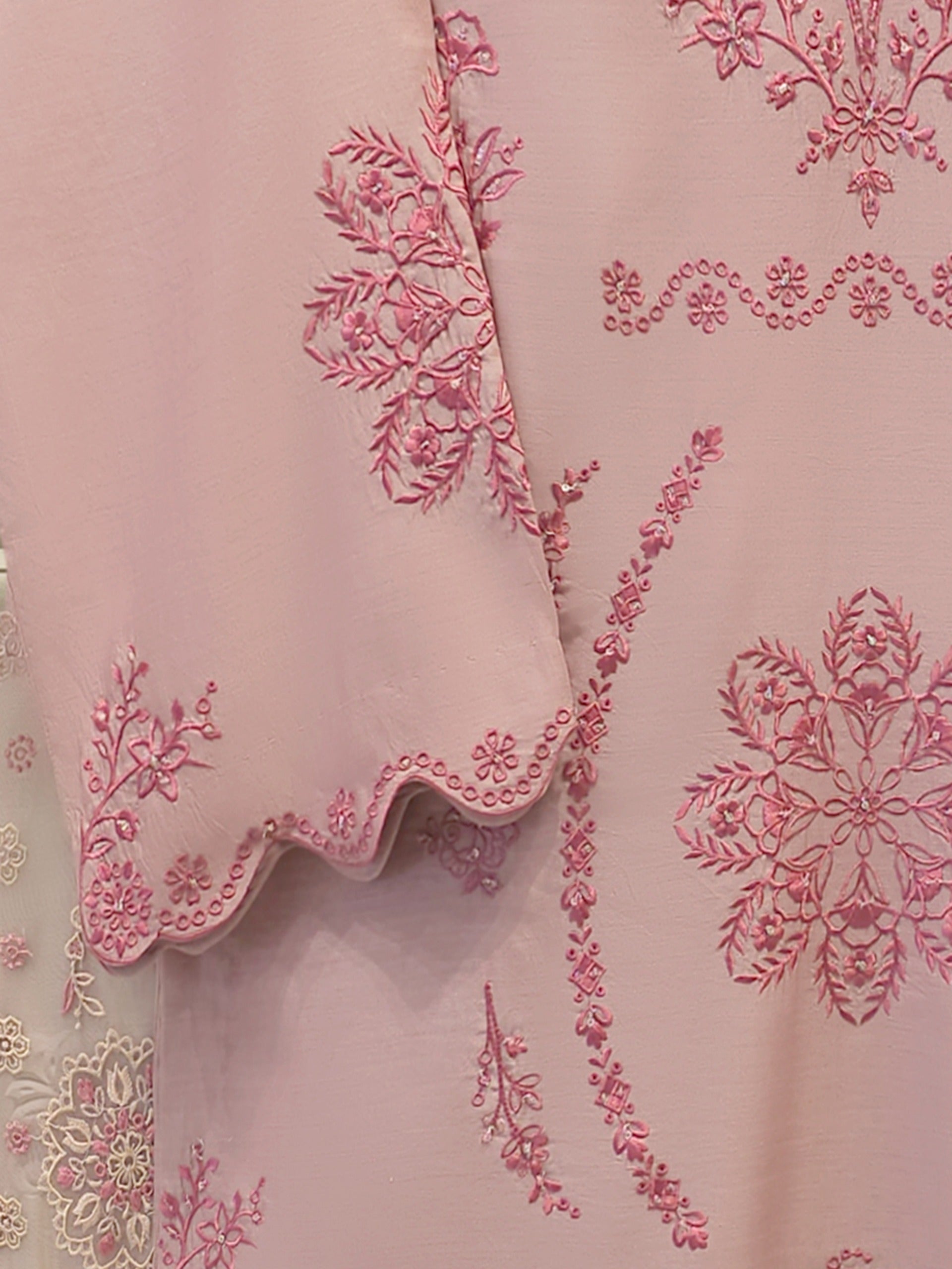 3 Piece- Pure Khadi Silk Embroidered Suit S112019 - Image 3