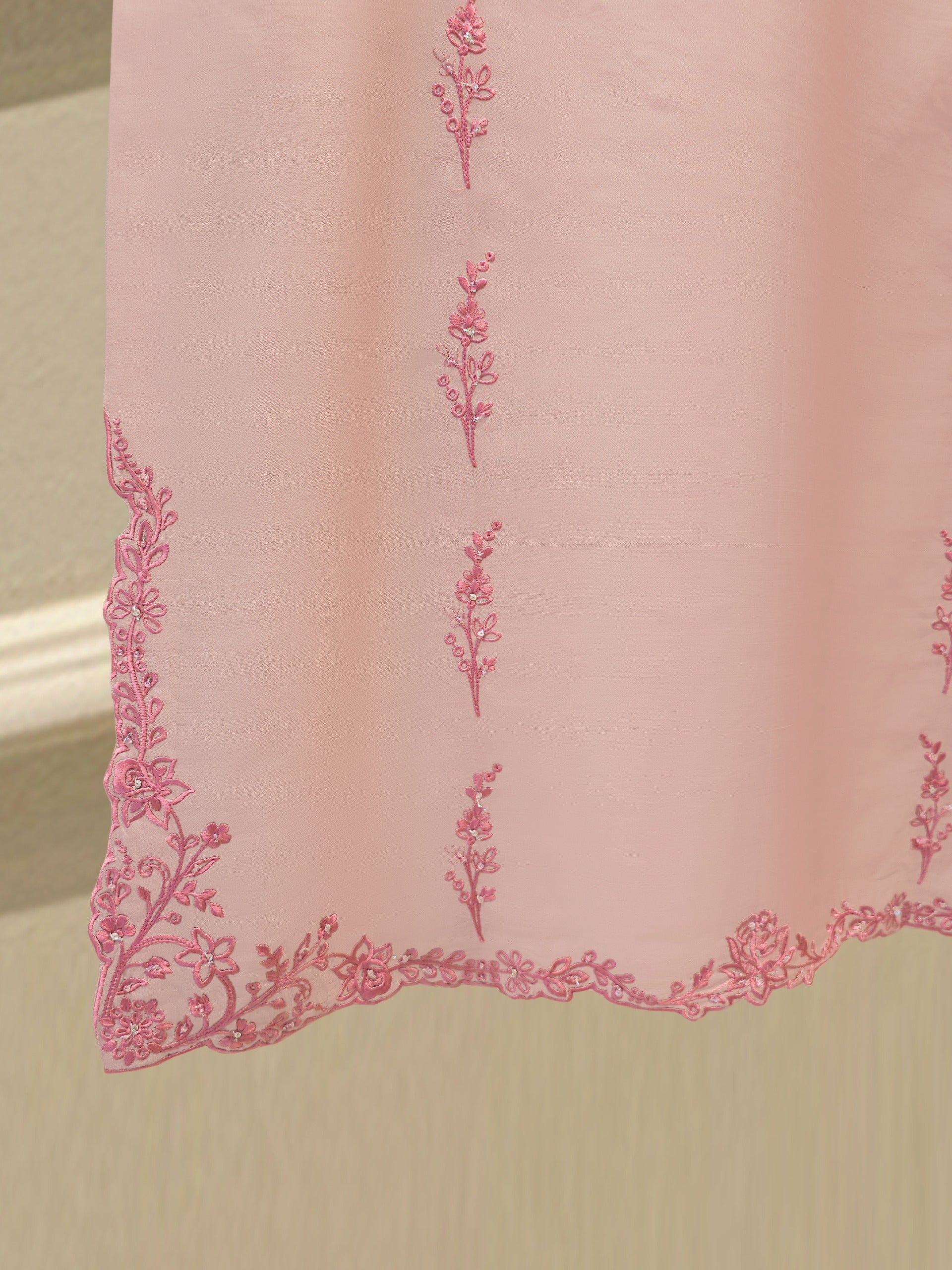 3 Piece- Pure Khadi Silk Embroidered Suit S112019 - Image 6