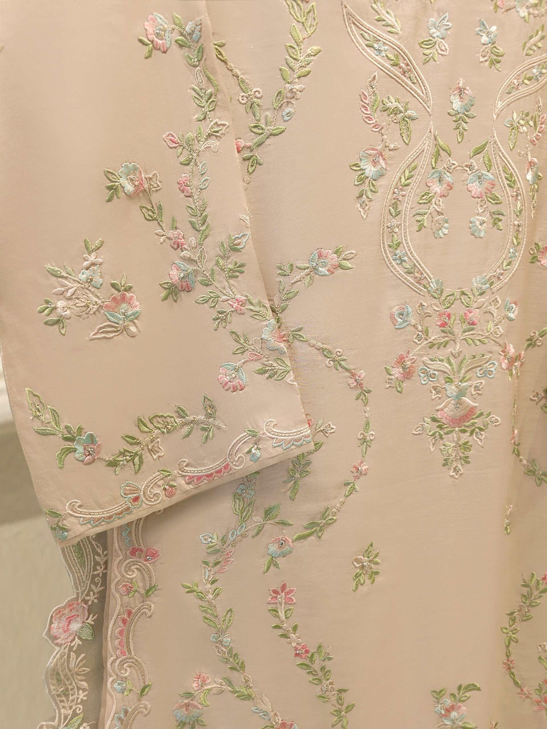 3 Piece- Pure Khadi Silk Embroidered Suit S112026 - Image 3