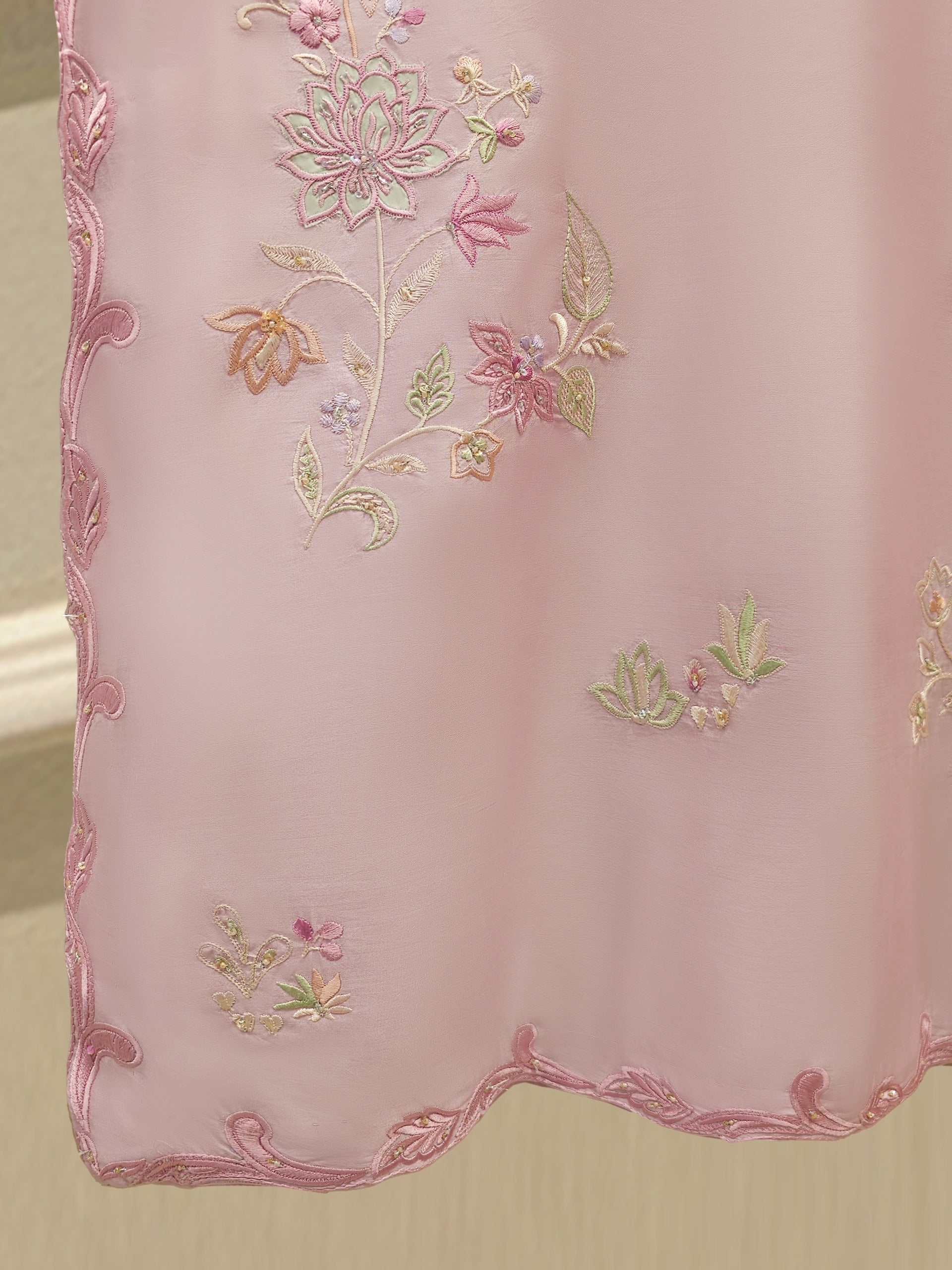 3 Piece- Pure Khadi Silk Embroidered Suit S112040 - Image 3