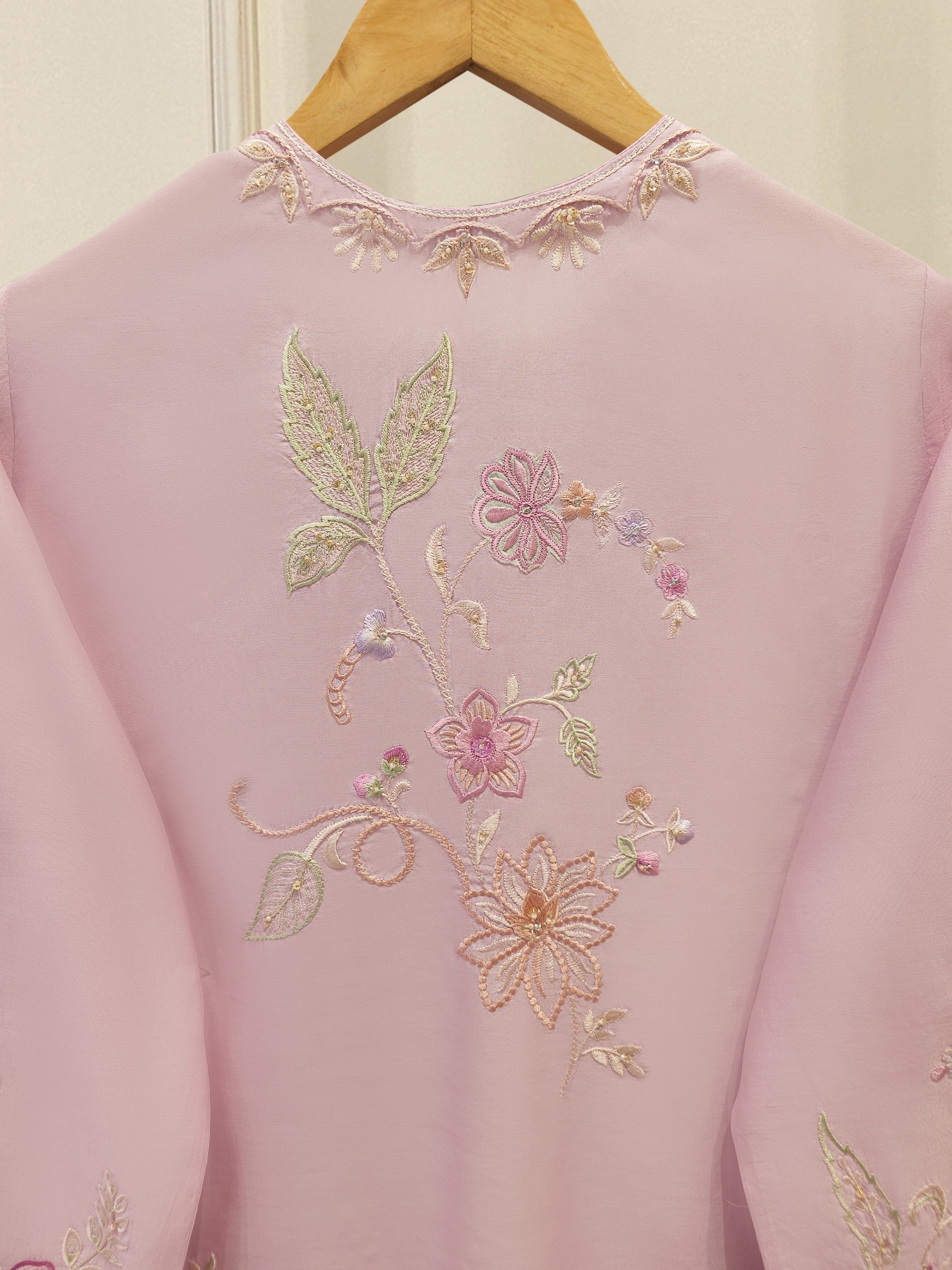 3 Piece- Pure Khadi Silk Embroidered Suit S112040 - Image 4
