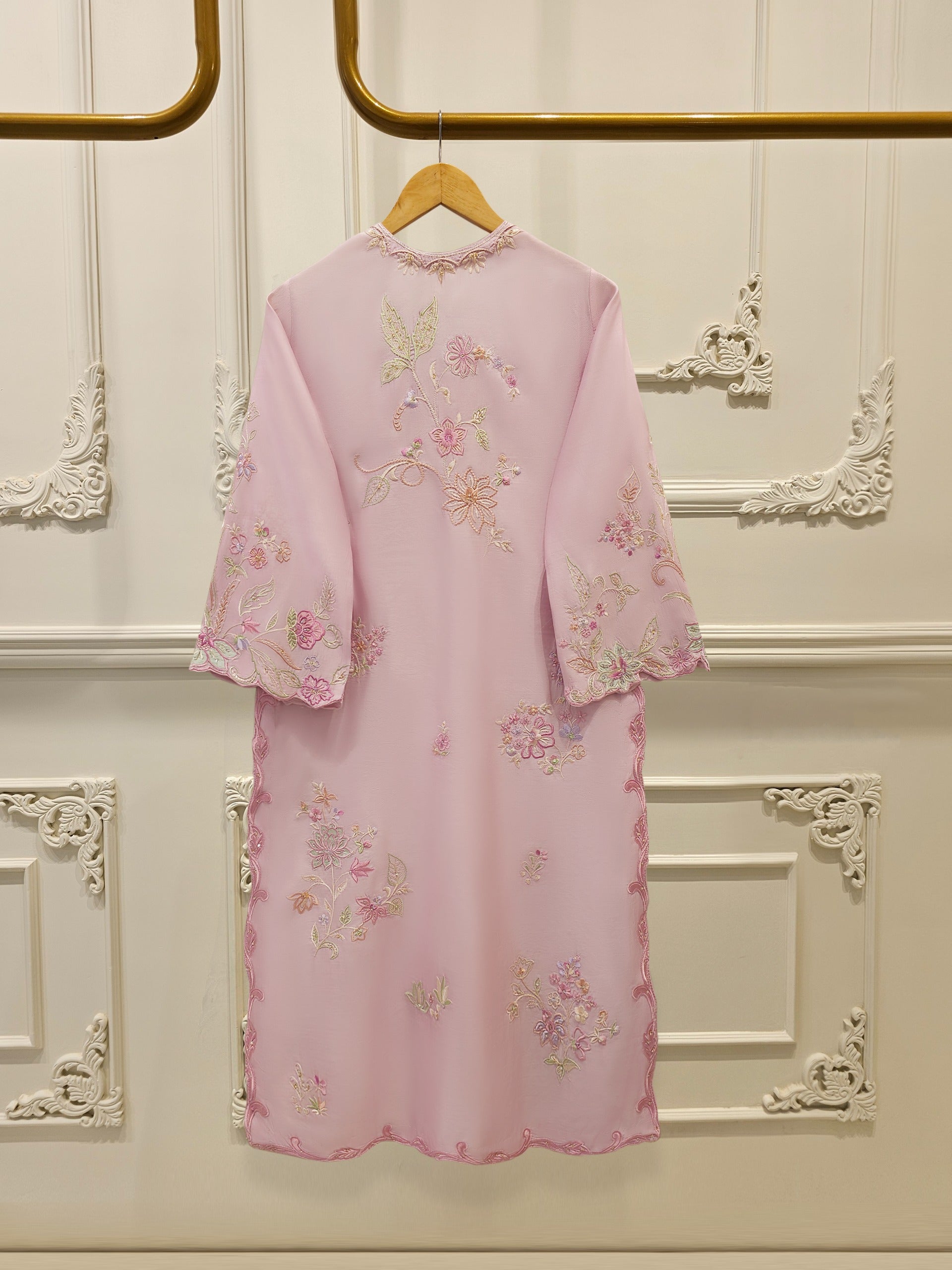 3 Piece- Pure Khadi Silk Embroidered Suit S112040 - Image 5