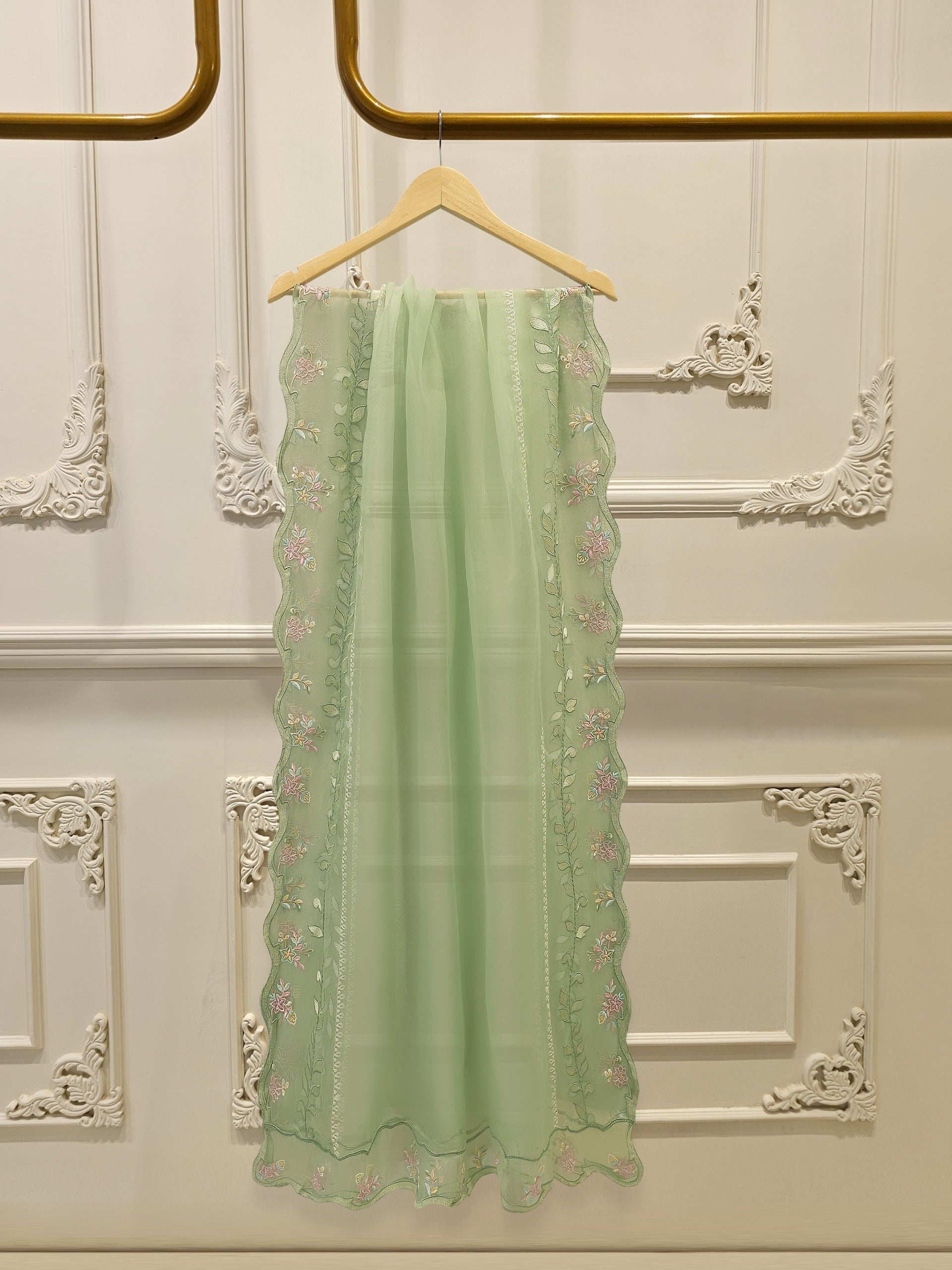 3 Piece- Pure Khadi Silk Embroidered Suit S112245 - Image 8