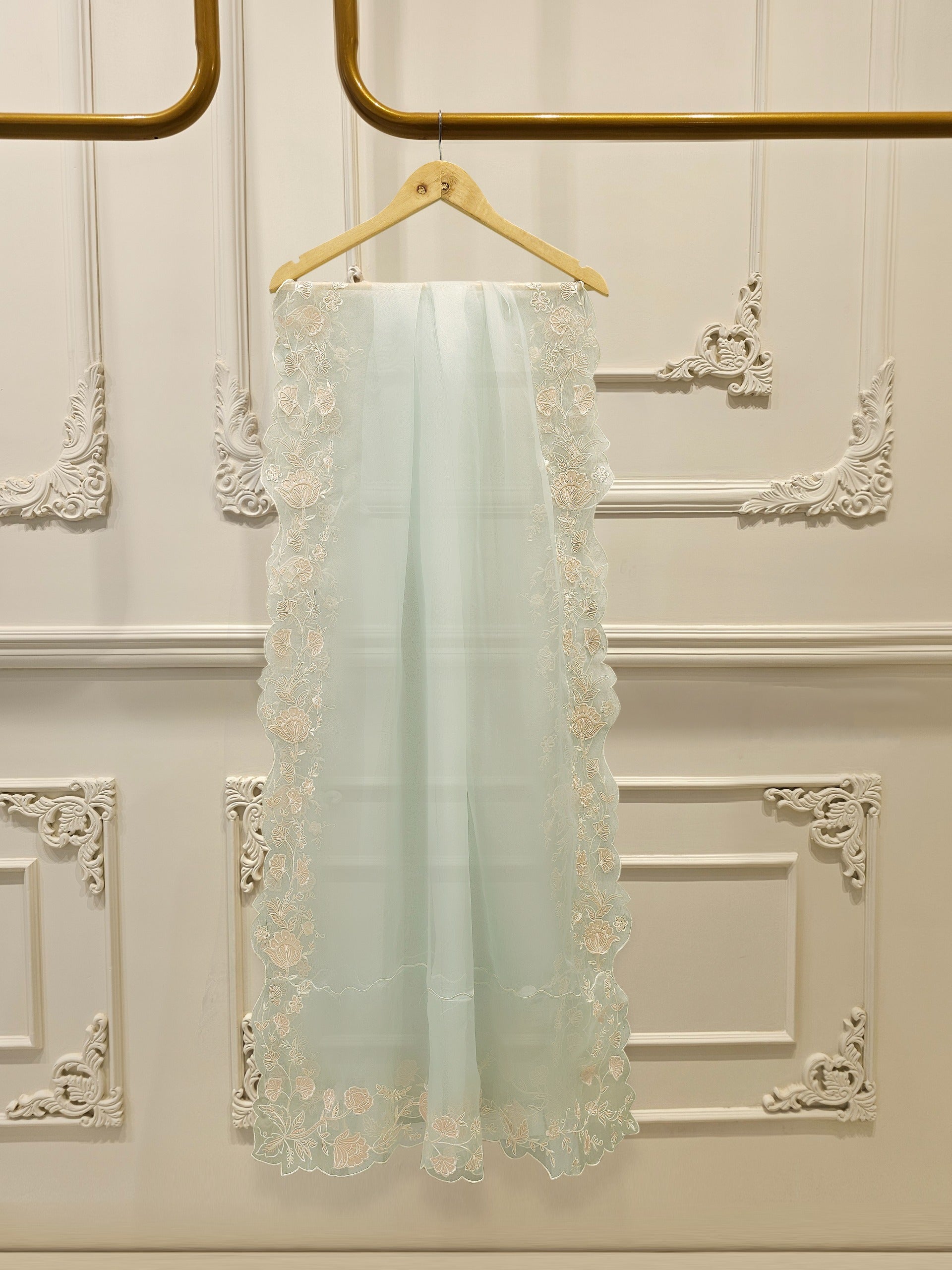 3 Piece- Pure Khadi Silk Embroidered Suit S112074 - Image 7