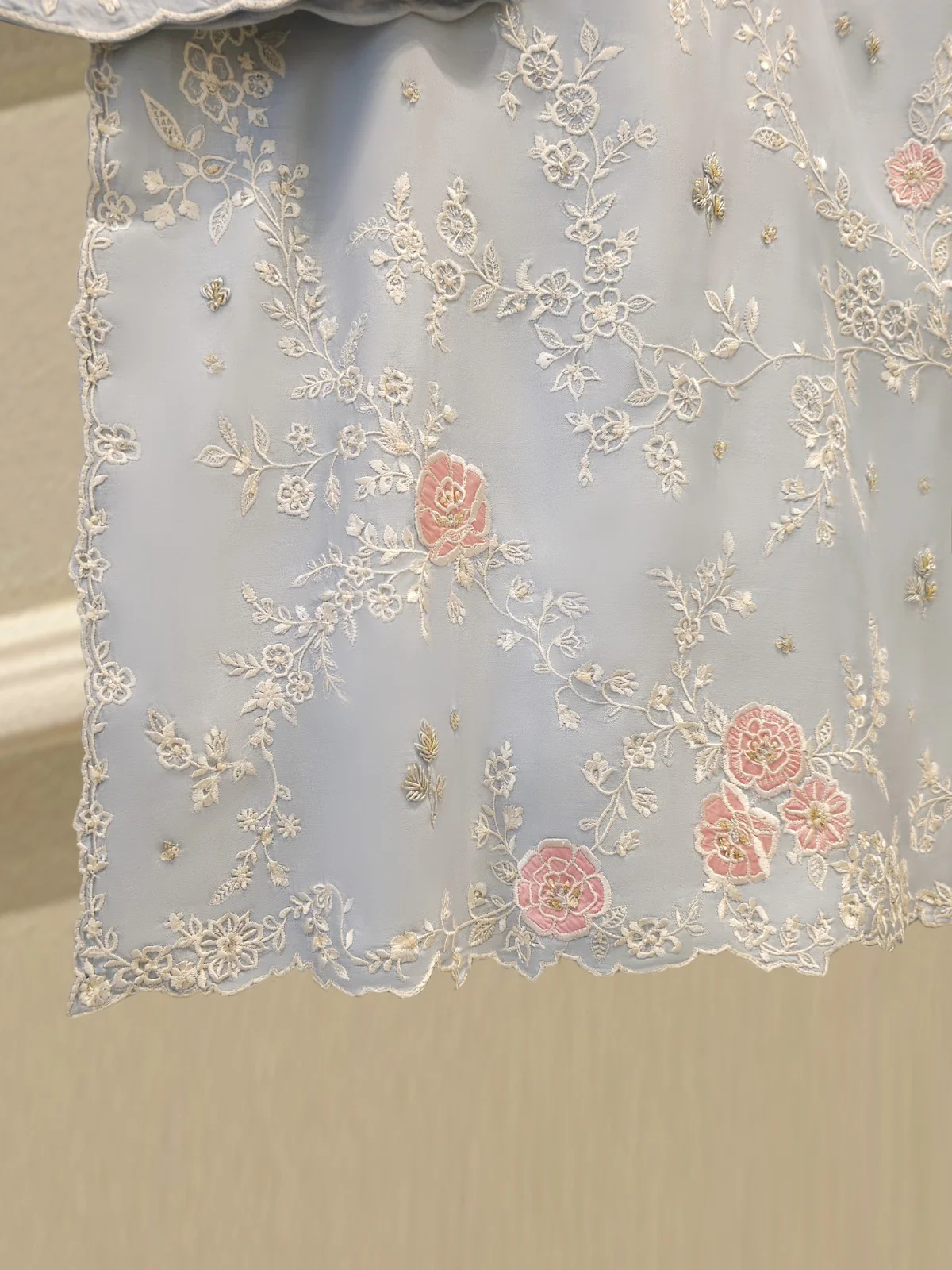 3 Piece- Pure Khadi Silk Embroidered Suit S112082 - Image 4