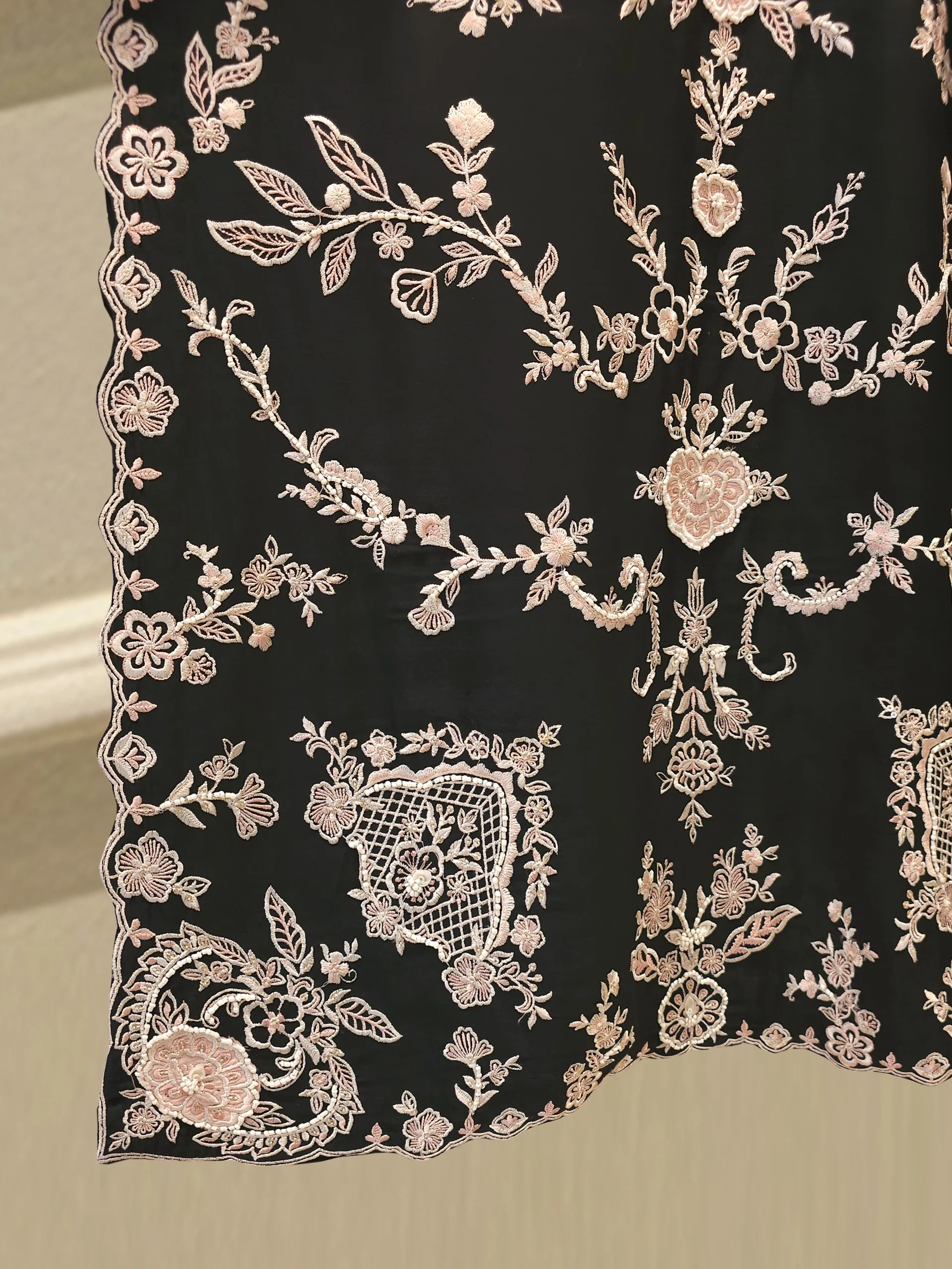 3 Piece- Pure Khadi Silk Embroidered Suit S112117 - Image 6