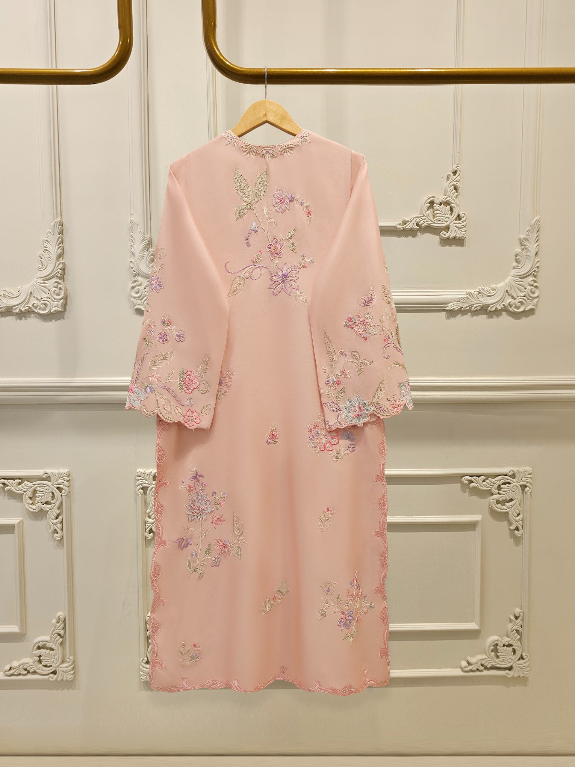 3 Piece- Pure Khadi Silk Embroidered Suit S112326 - Image 5