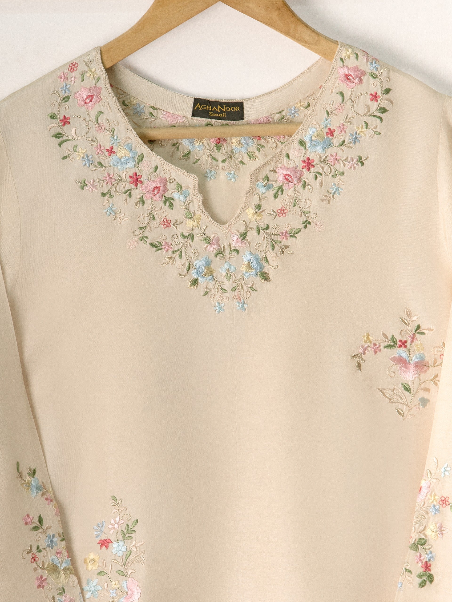 3 Piece- Pure Korean Silk Embroidered Suit S110959 - Image 3