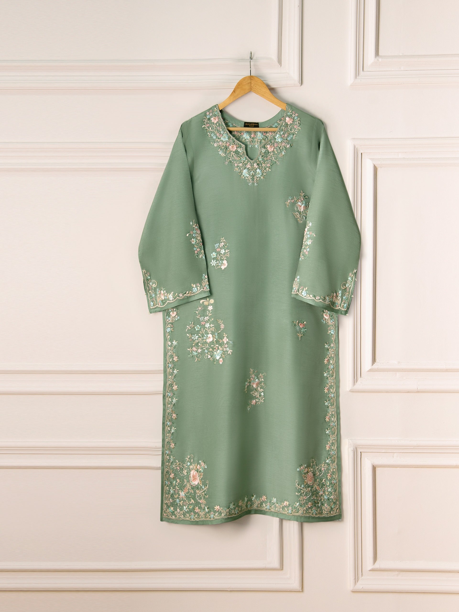 3 Piece- Pure Korean Silk Embroidered Suit S111015 - Image 2