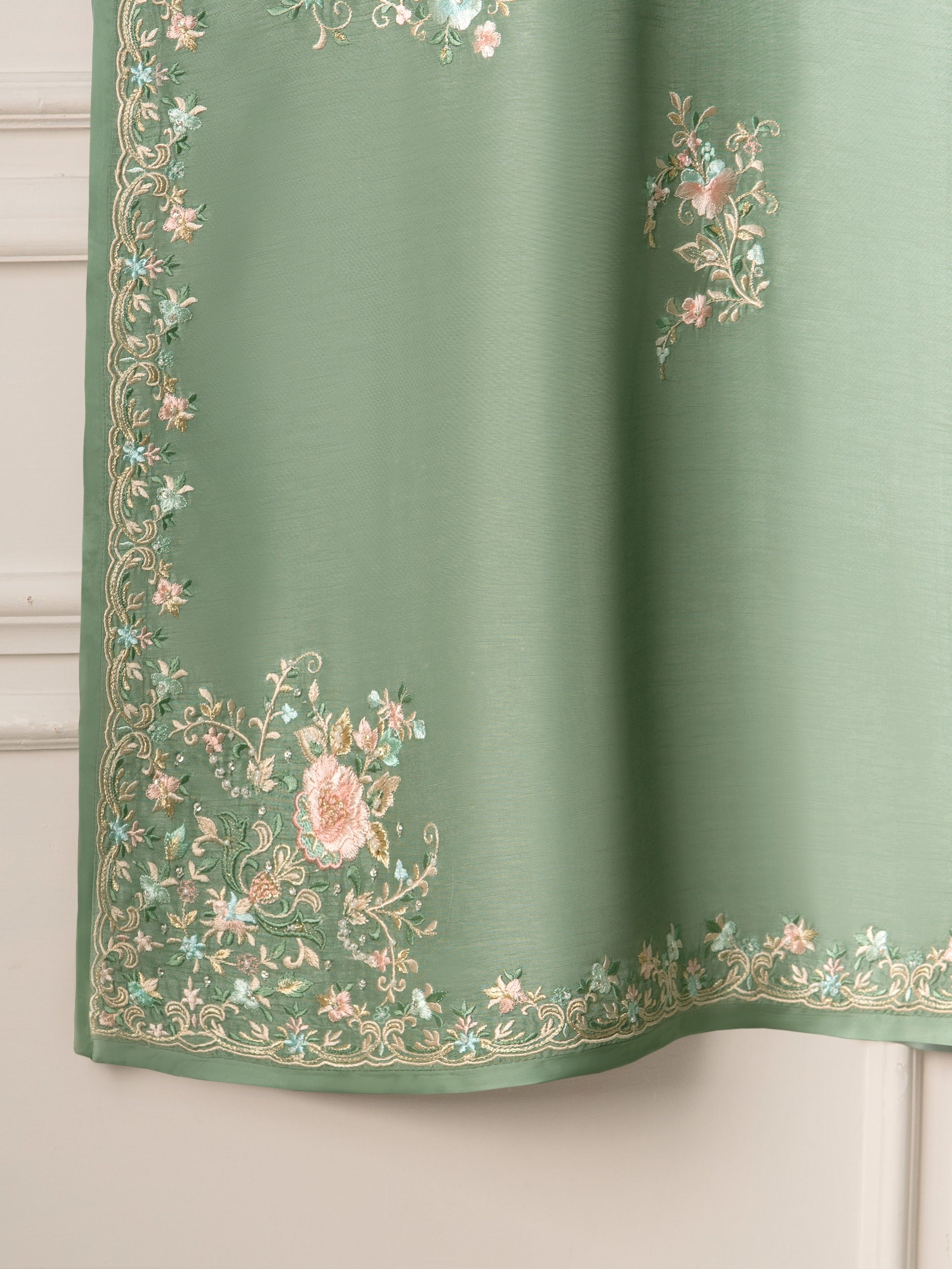 3 Piece- Pure Korean Silk Embroidered Suit S111015 - Image 4