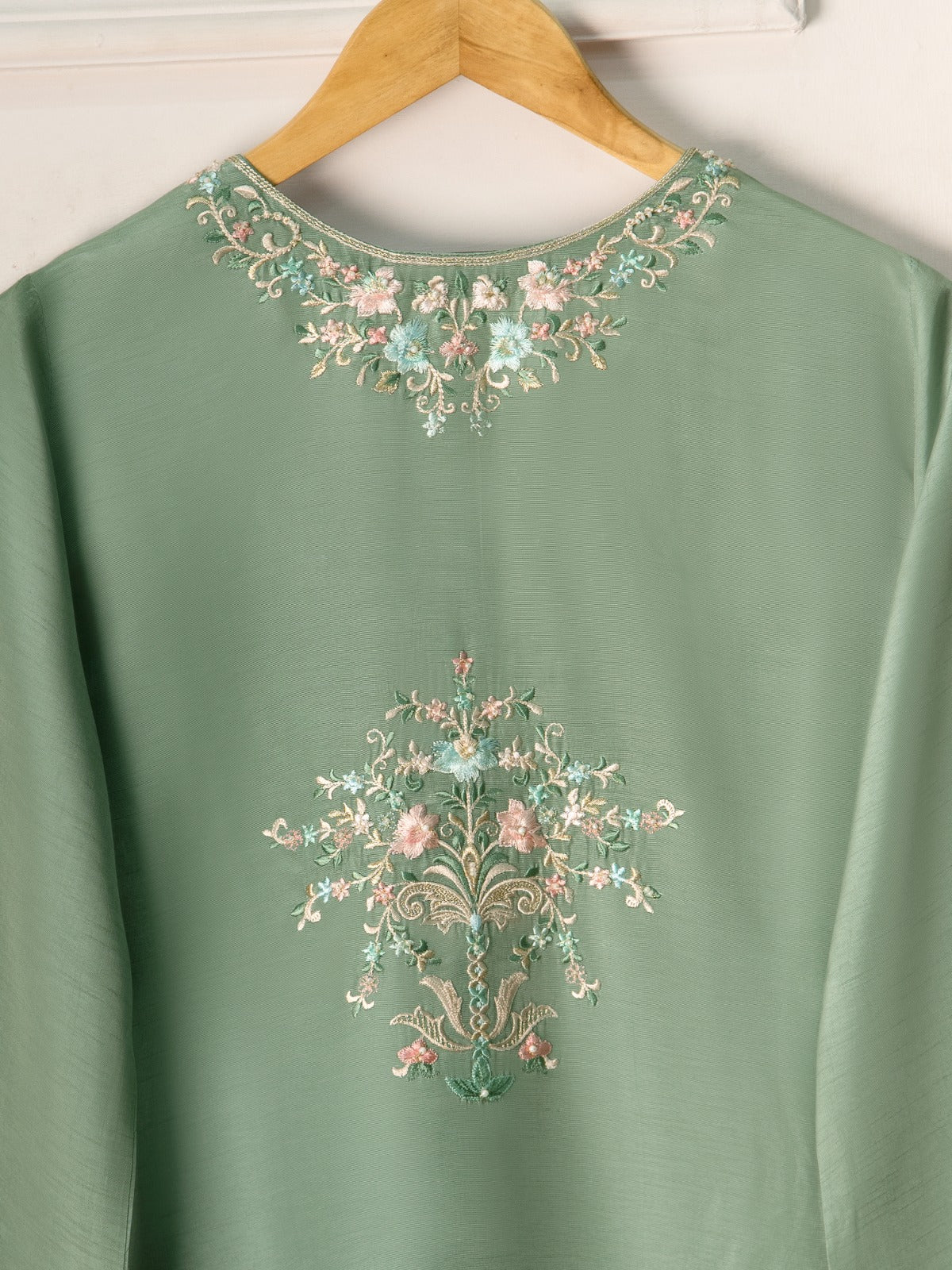 3 Piece- Pure Korean Silk Embroidered Suit S111015 - Image 6