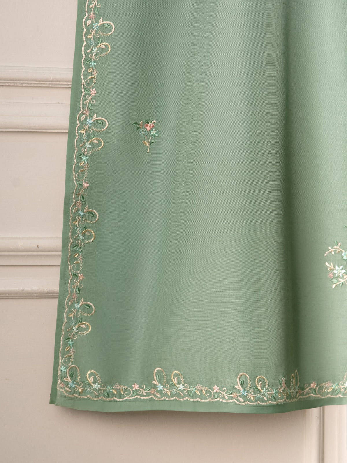 3 Piece- Pure Korean Silk Embroidered Suit S111015 - Image 7