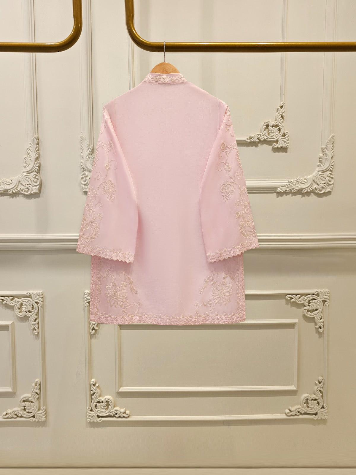 3 Piece- Pure Korean Silk Embroidered Suit S112076 - Image 4