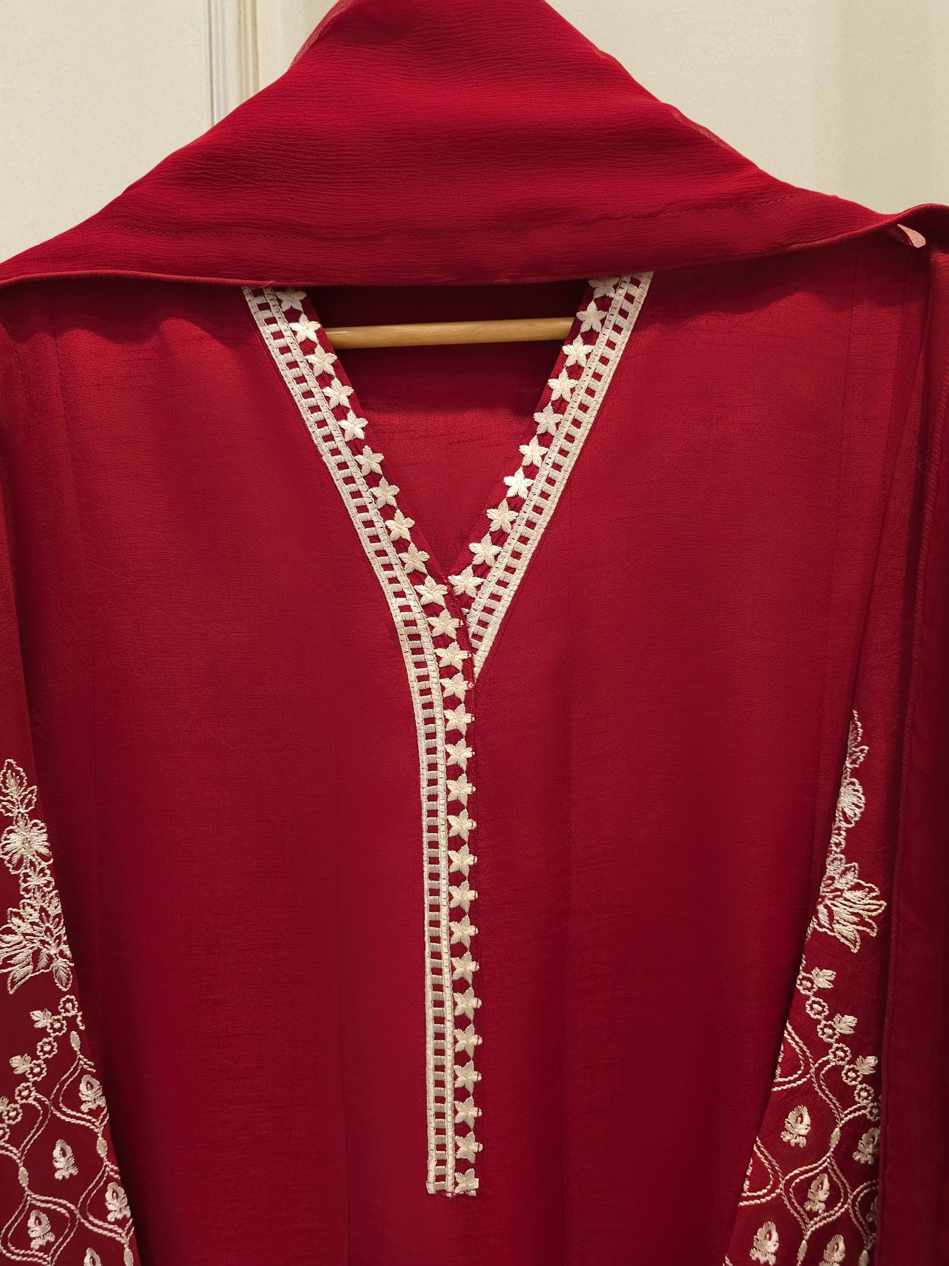 3 Piece- Pure Korean Silk Embroidered Suit S112346 - Image 3