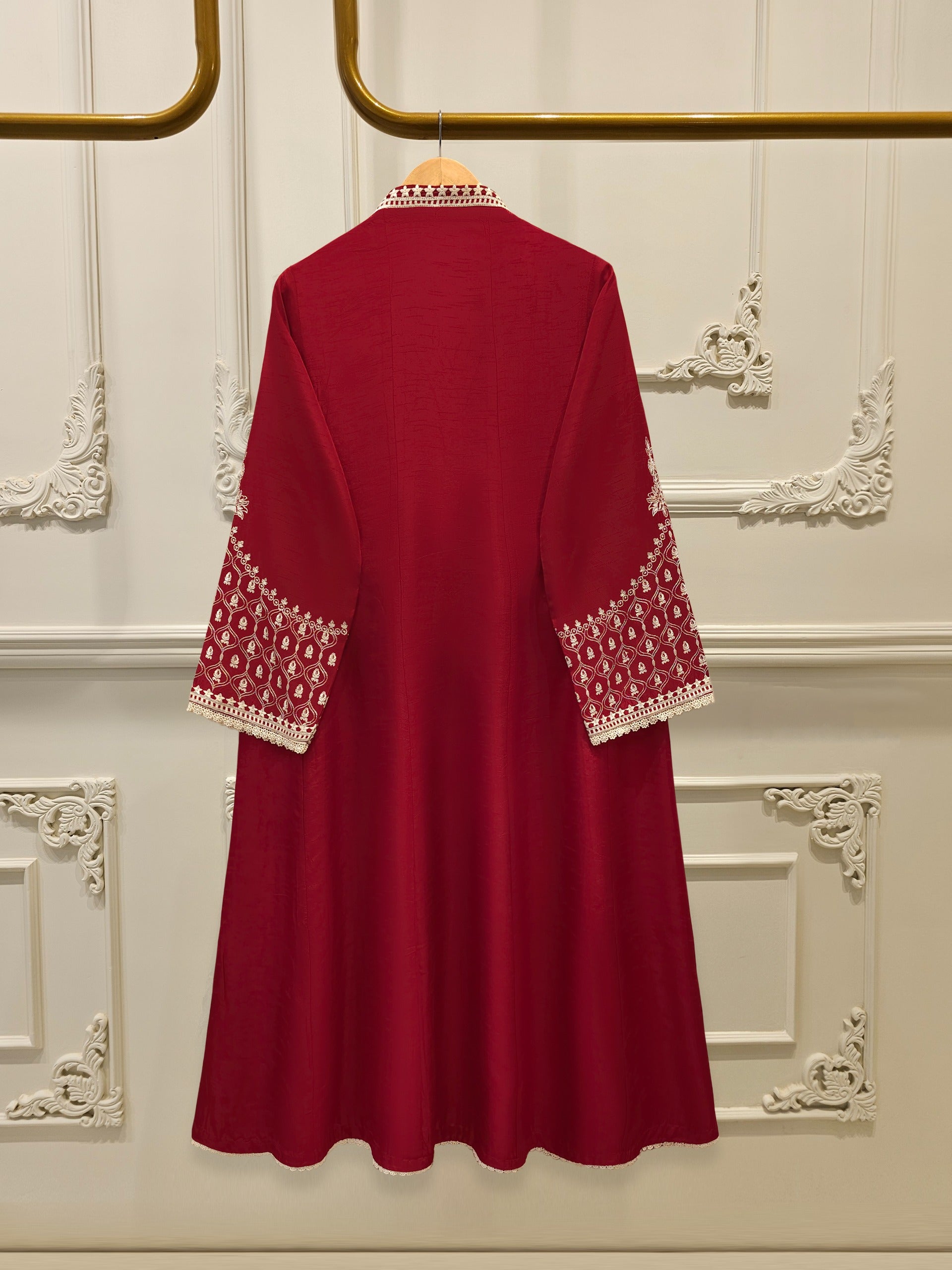 3 Piece- Pure Korean Silk Embroidered Suit S112346 - Image 4