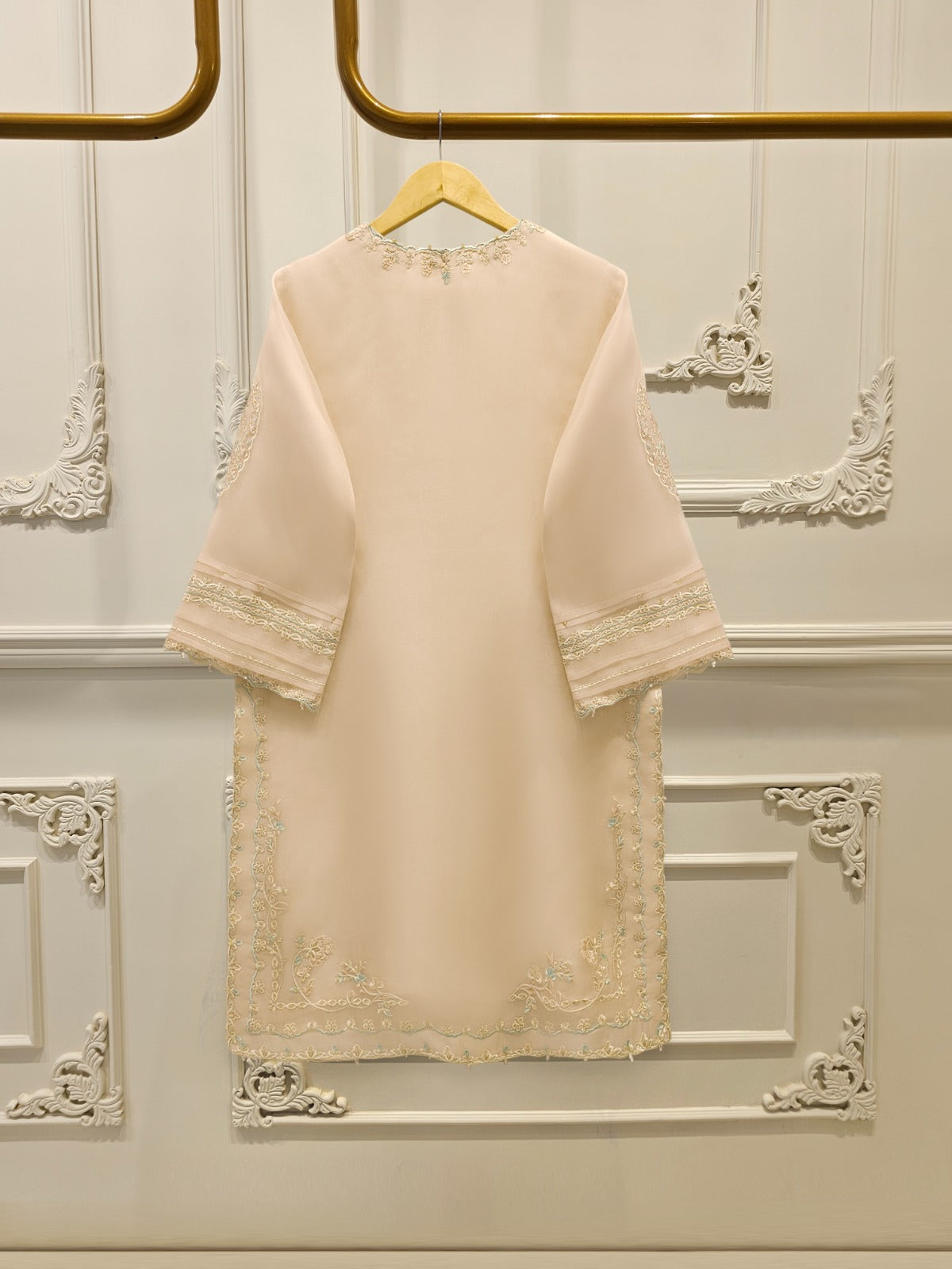 3 Piece - Pure Organza Embroidered Suit S113262 - Image 4