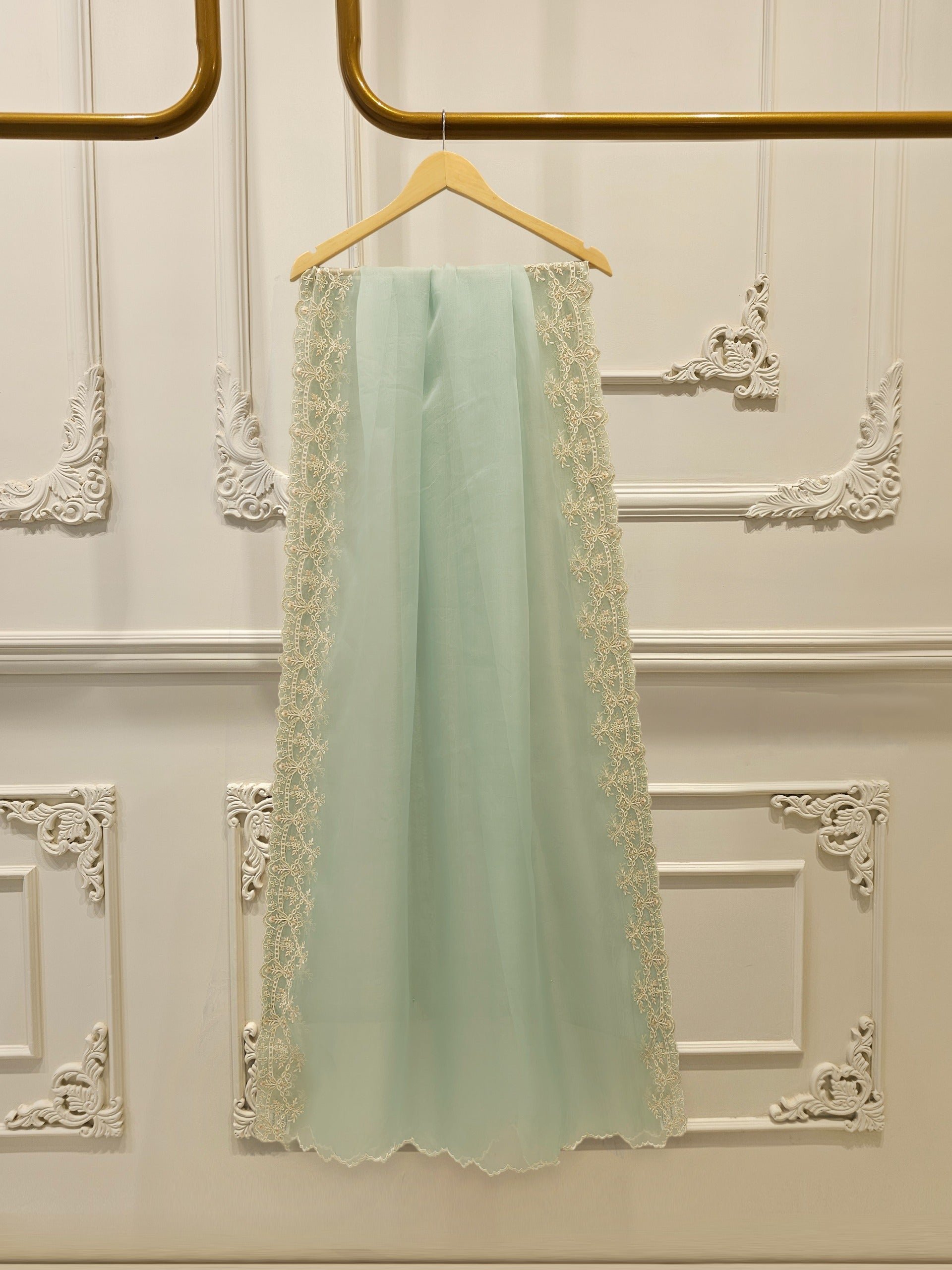 3 Piece - Pure Organza Embroidered Suit S113260 - Image 7