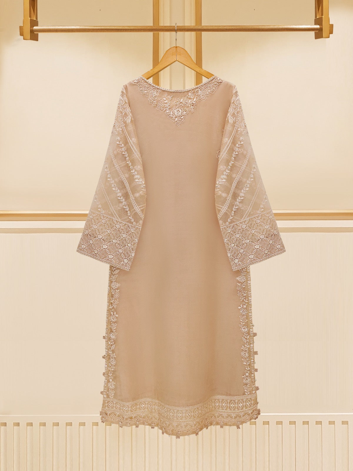 3 Piece - Pure Organza Embroidered Suit S109395 - Image 4