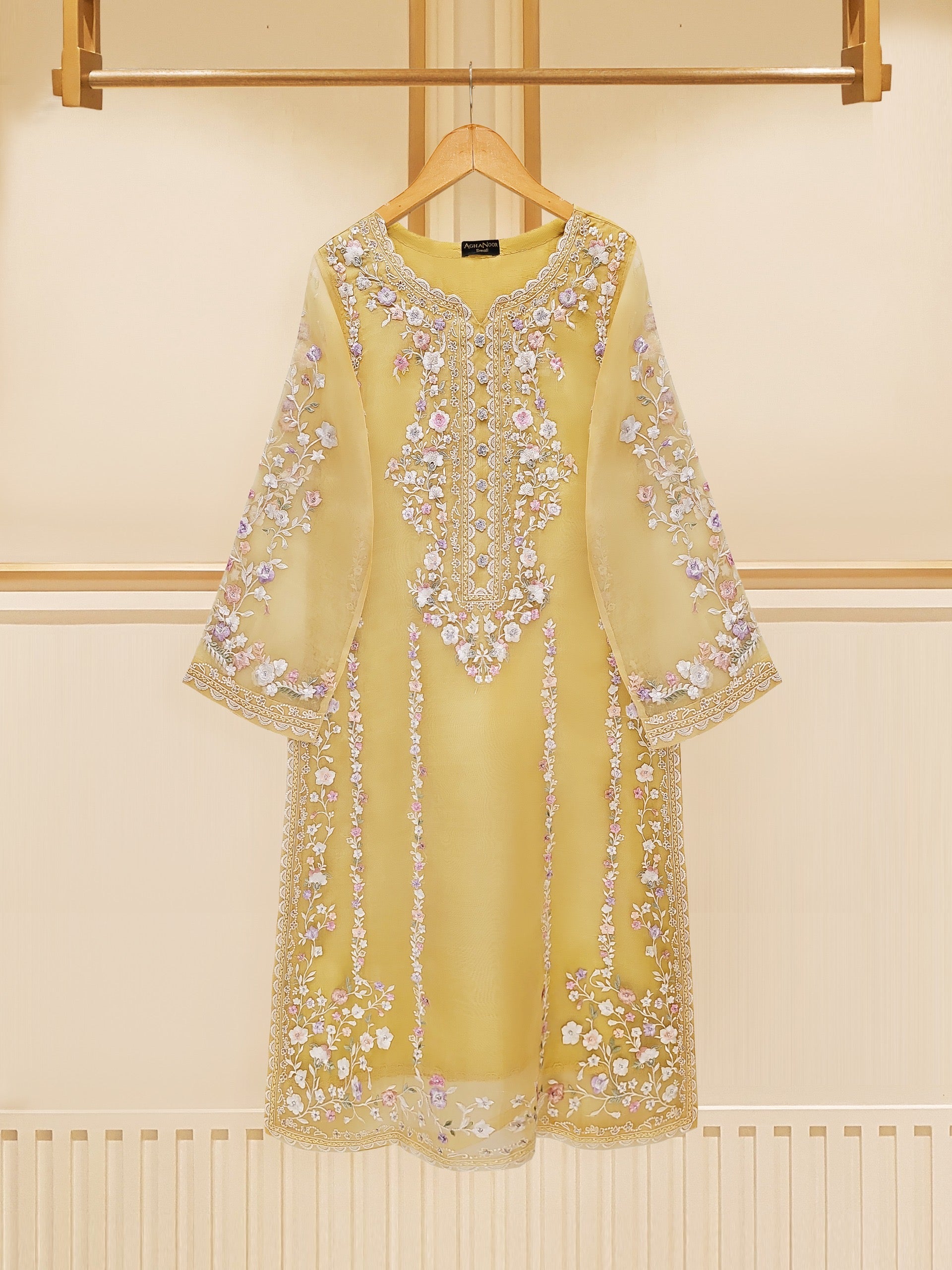 3 Piece - Pure Organza Embroidered Suit S109447 - Image 2