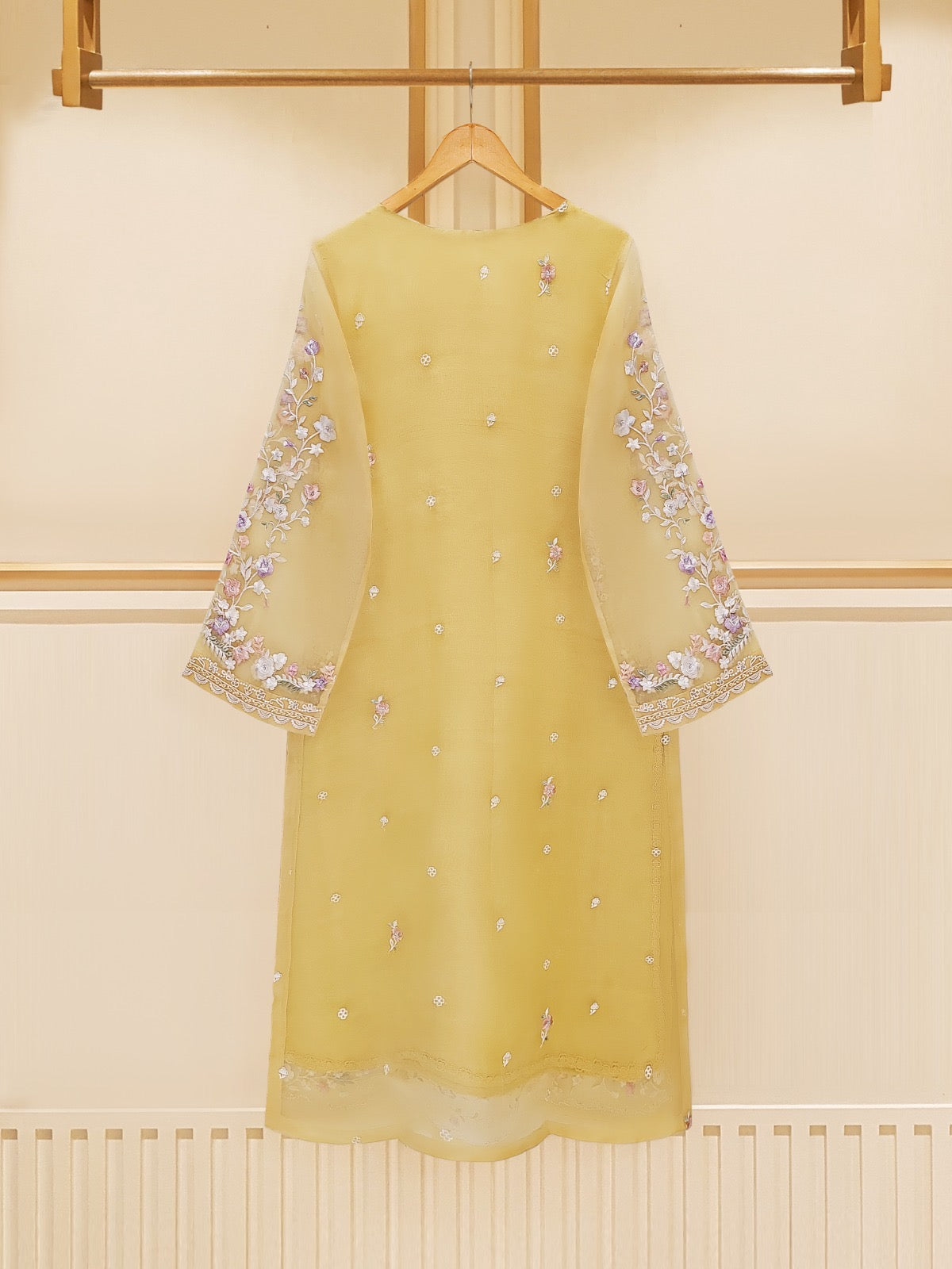 3 Piece - Pure Organza Embroidered Suit S109447 - Image 5