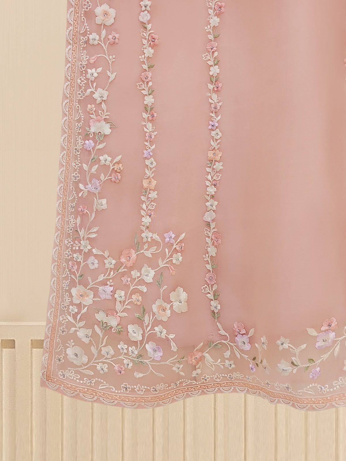 3 Piece - Pure Organza Embroidered Suit S109448 - Image 3