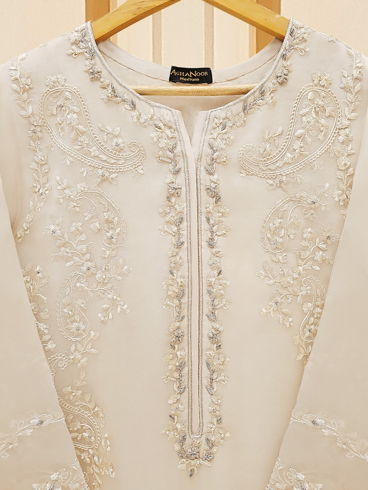 3 Piece - Pure Organza Embroidered Suit S109450 - Image 3