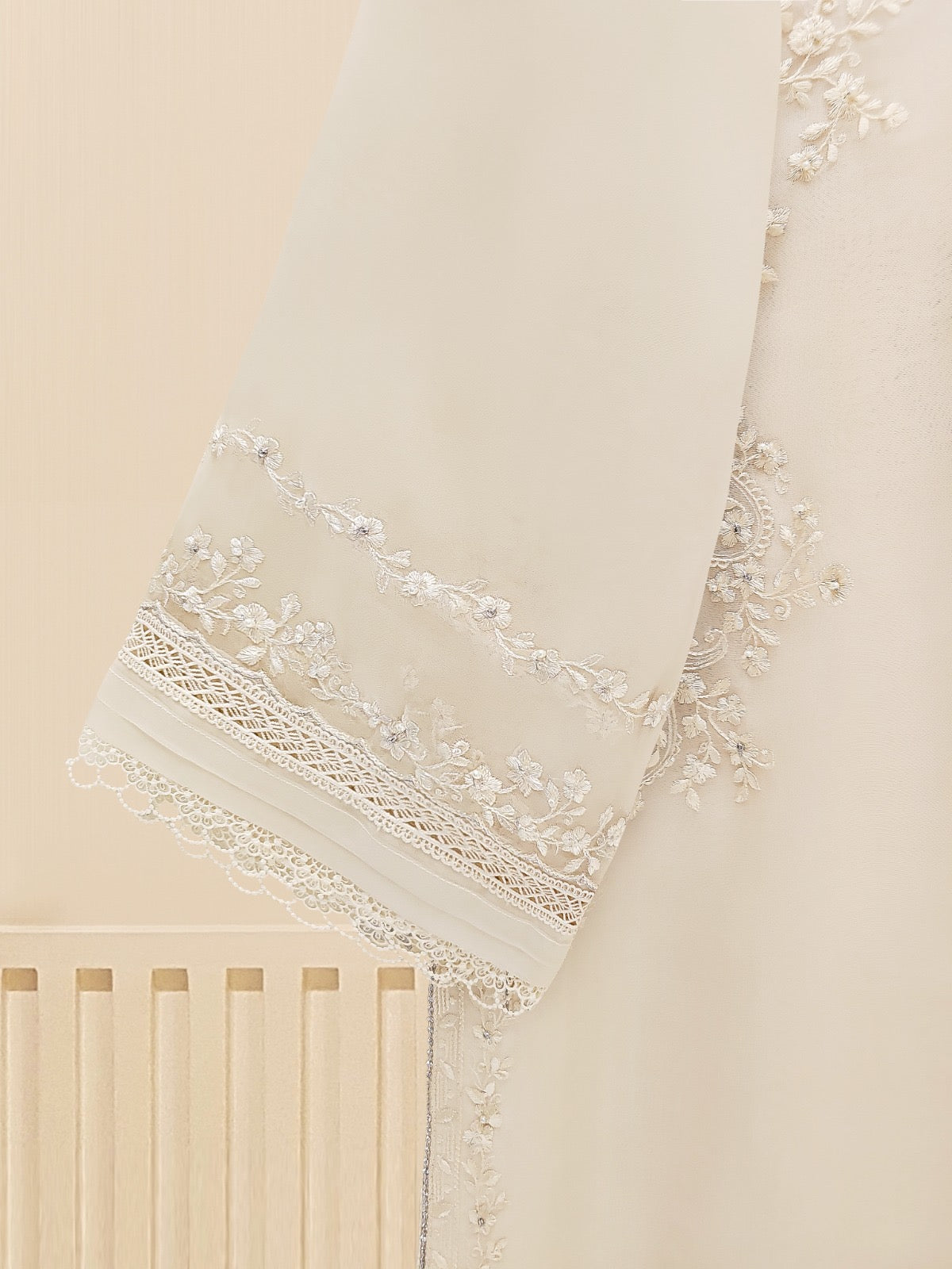 3 Piece - Pure Organza Embroidered Suit S109450 - Image 5