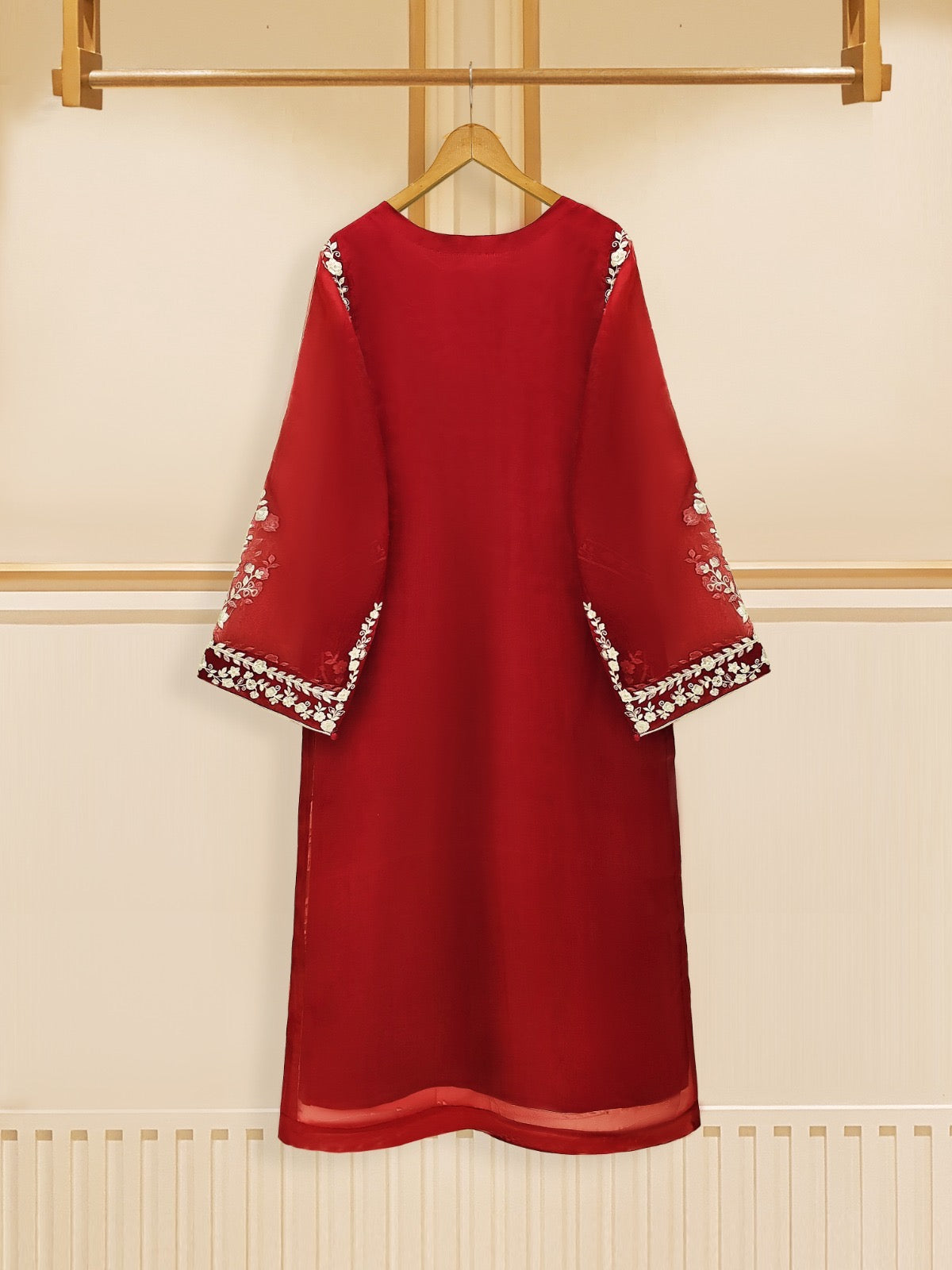 3 Piece - Pure Organza Embroidered Suit S109486 - Image 3